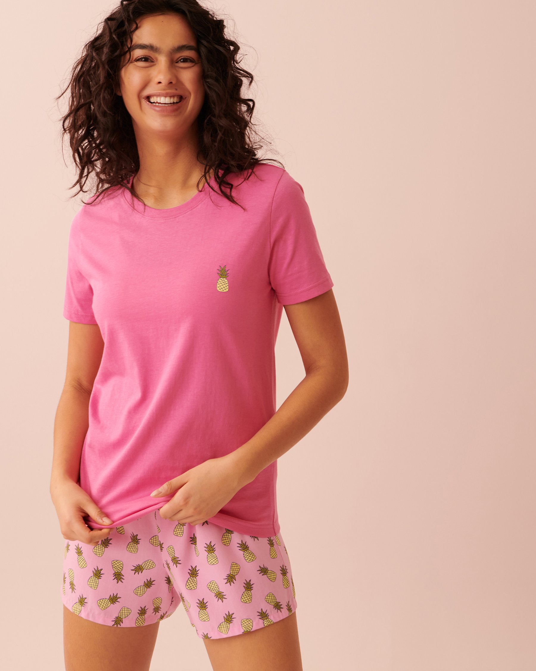 LA VIE EN ROSE Ensemble pyjama en coton avec t-shirt Ananas 40400042 - Voir1