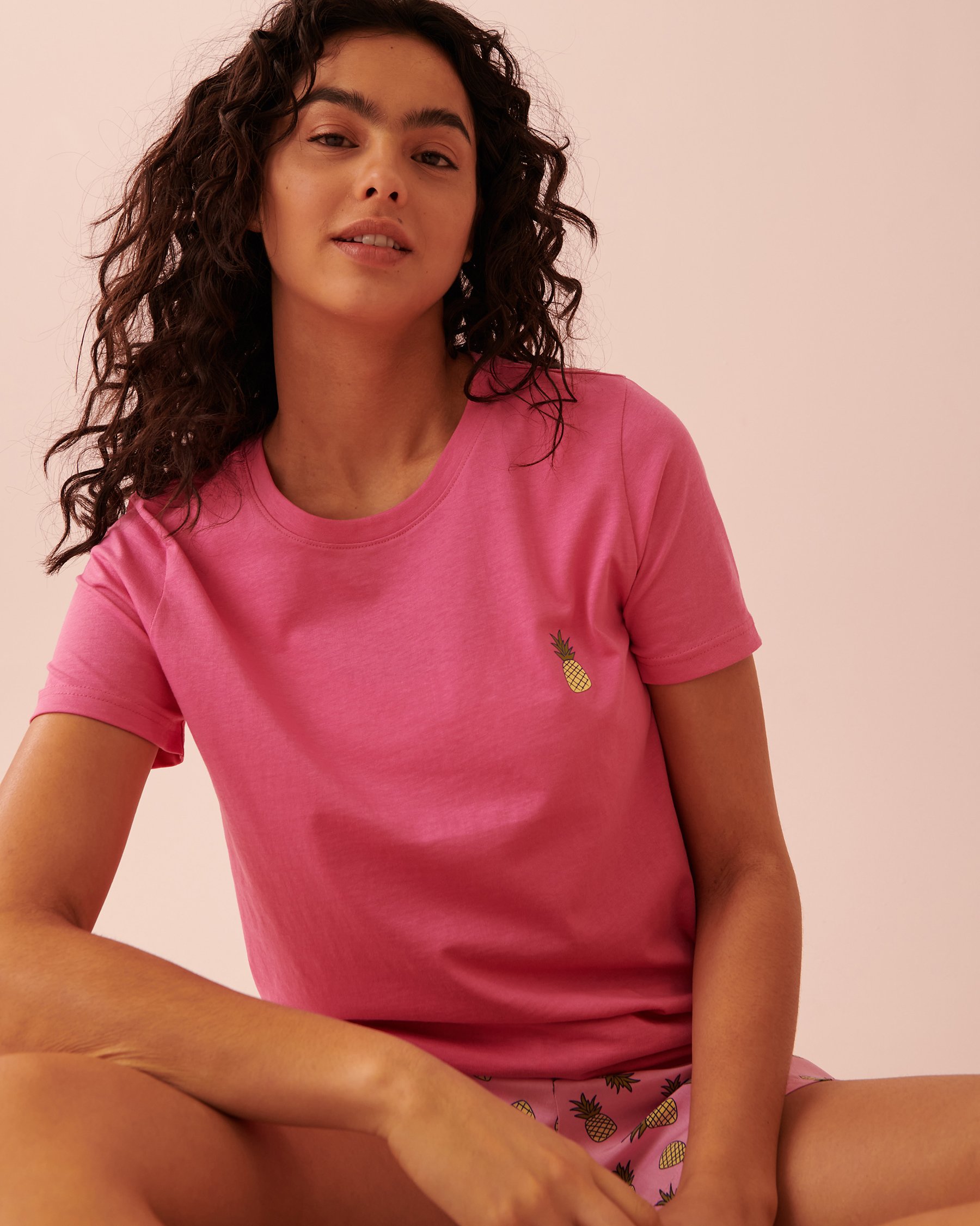 LA VIE EN ROSE Ensemble pyjama en coton avec t-shirt Ananas 40400042 - Voir3