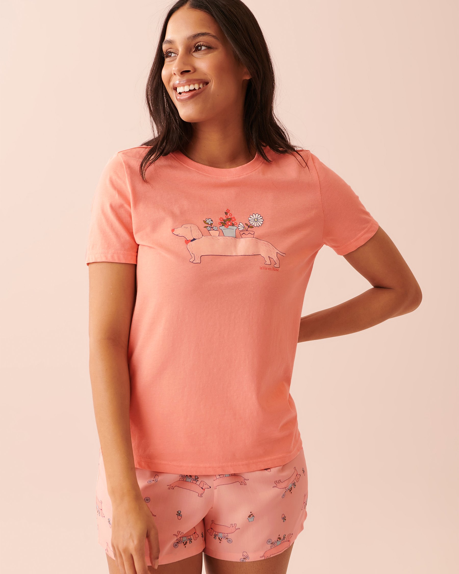 LA VIE EN ROSE Cotton T-shirt PJ Set Dogs 40400042 - View4
