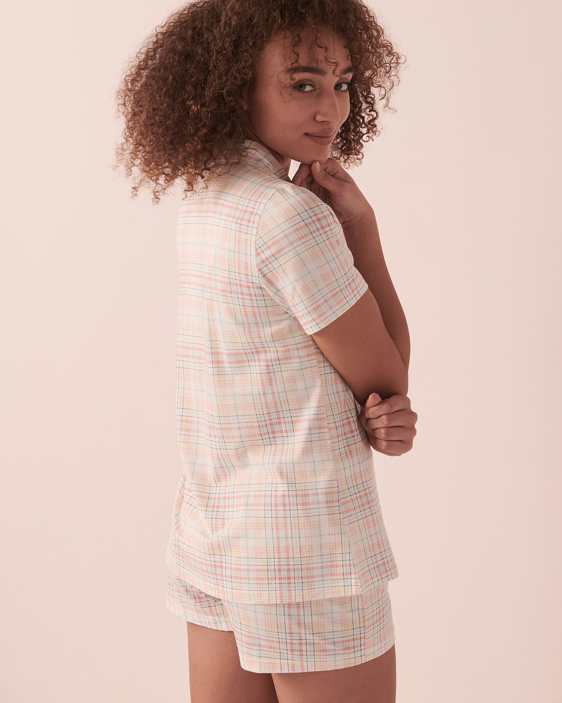 LA VIE EN ROSE Ensemble pyjama à imprimé avec chemisier Carreaux 40400043 - Voir2