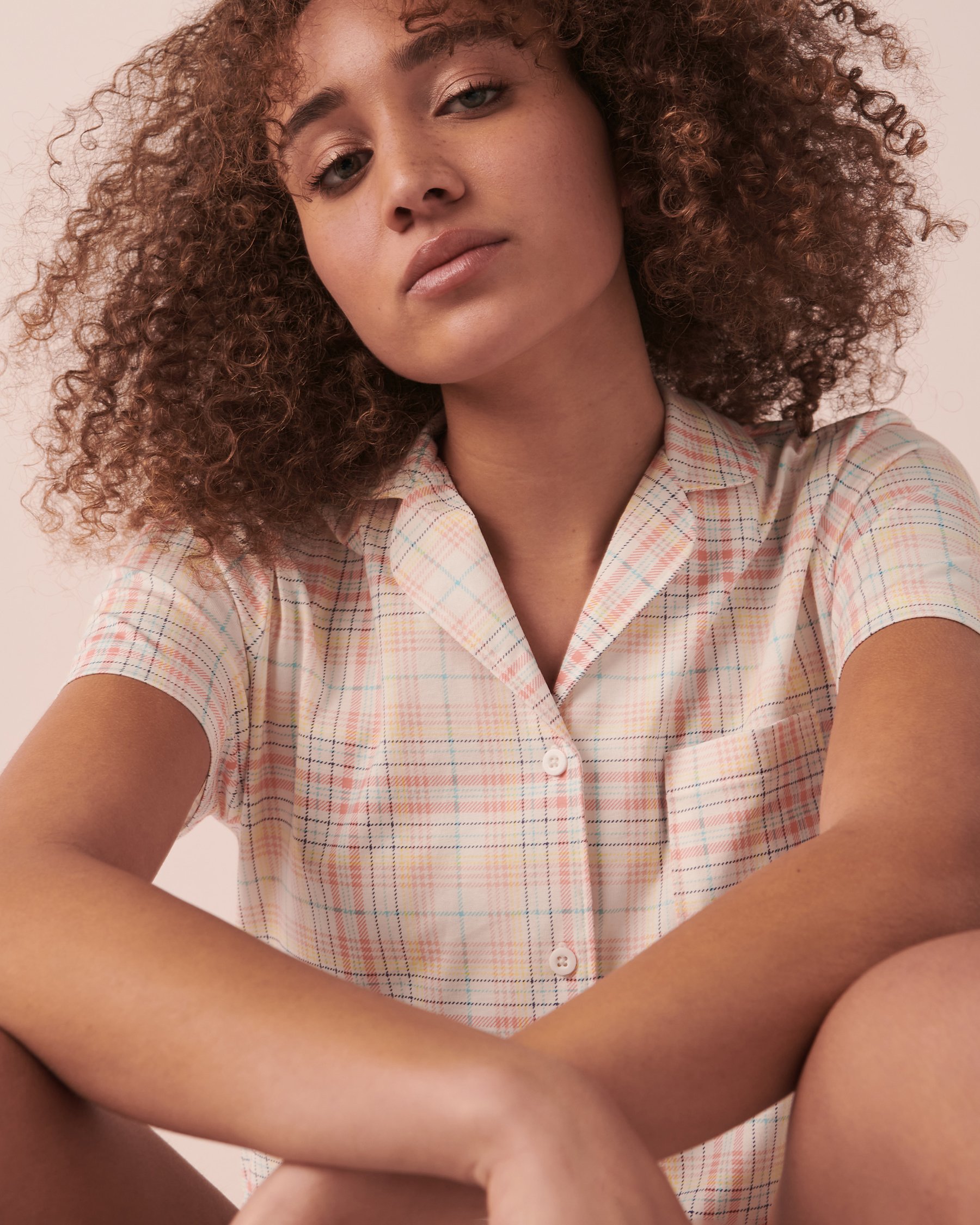 LA VIE EN ROSE Ensemble pyjama à imprimé avec chemisier Carreaux 40400043 - Voir3