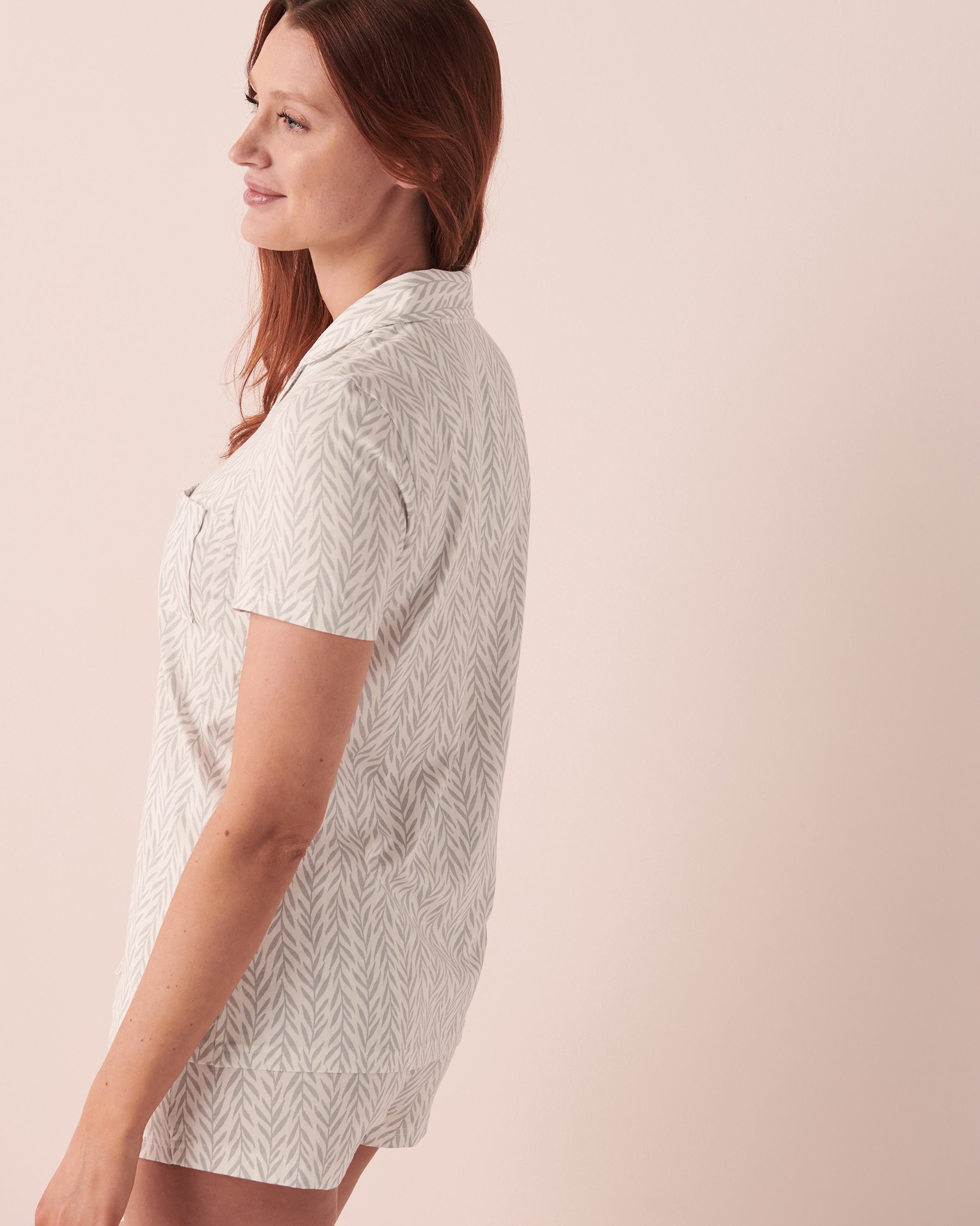 LA VIE EN ROSE Printed Shirt PJ Set Foliage 40400043 - View2