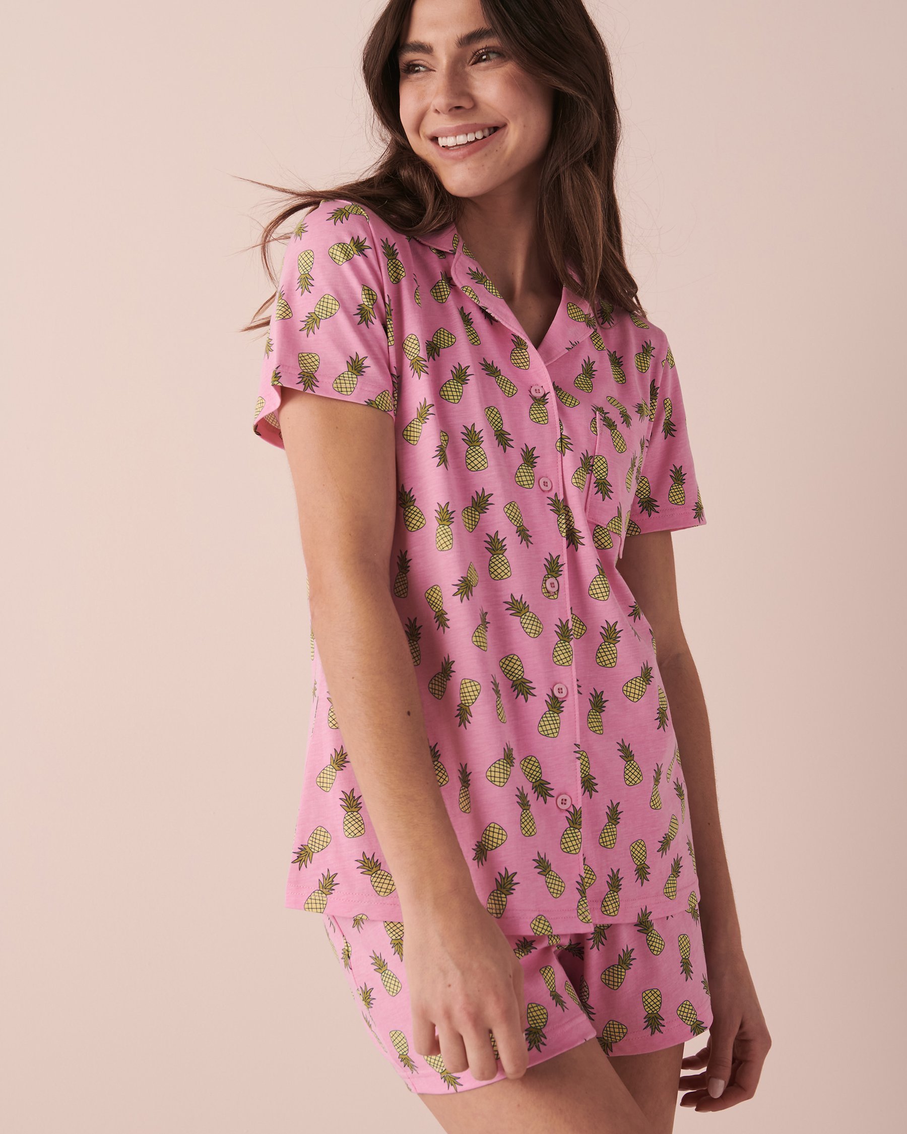 LA VIE EN ROSE Printed Shirt PJ Set Pinneaple 40400043 - View1