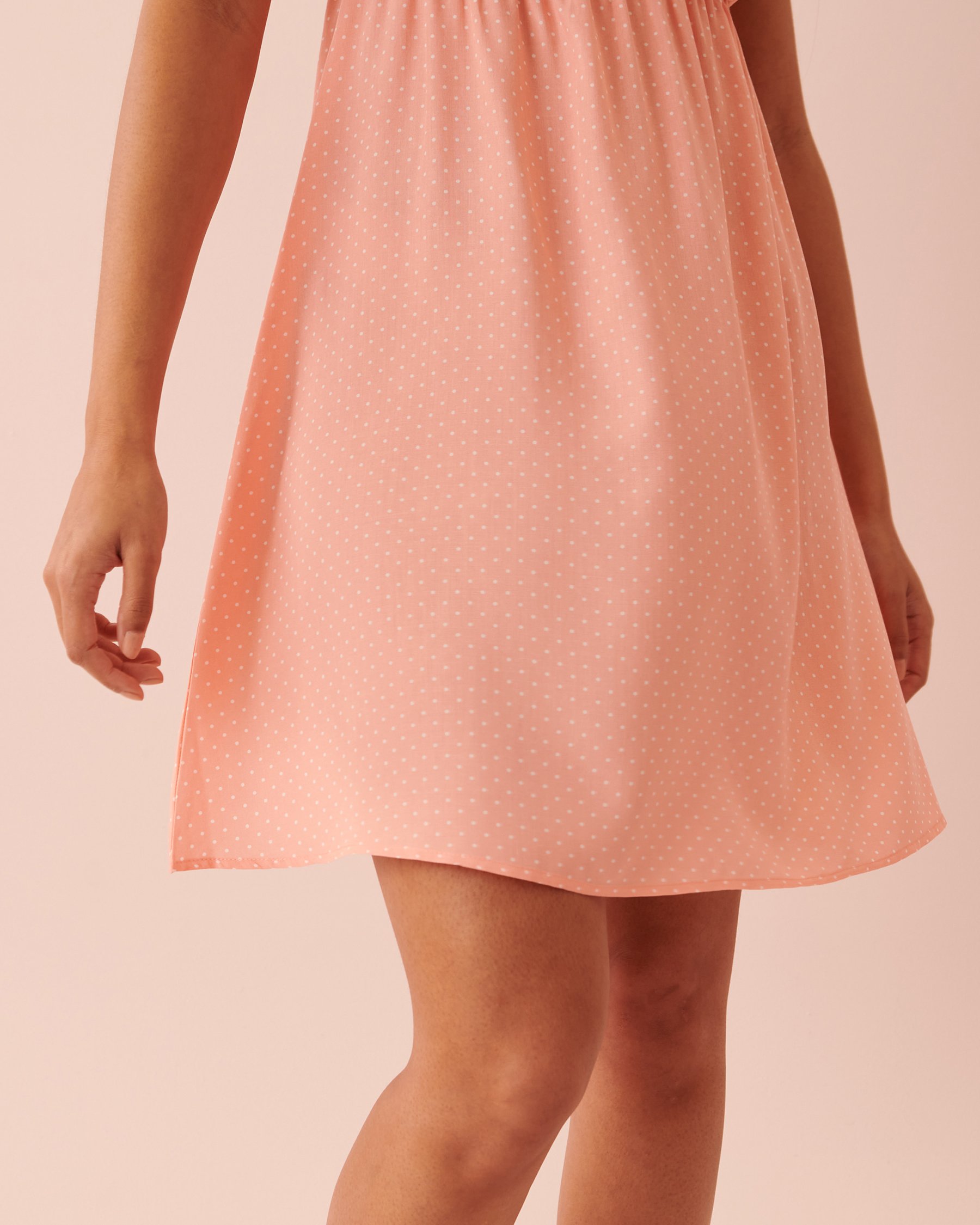 LA VIE EN ROSE Printed Thin Straps Nightie Peachy dots 40500264 - View3