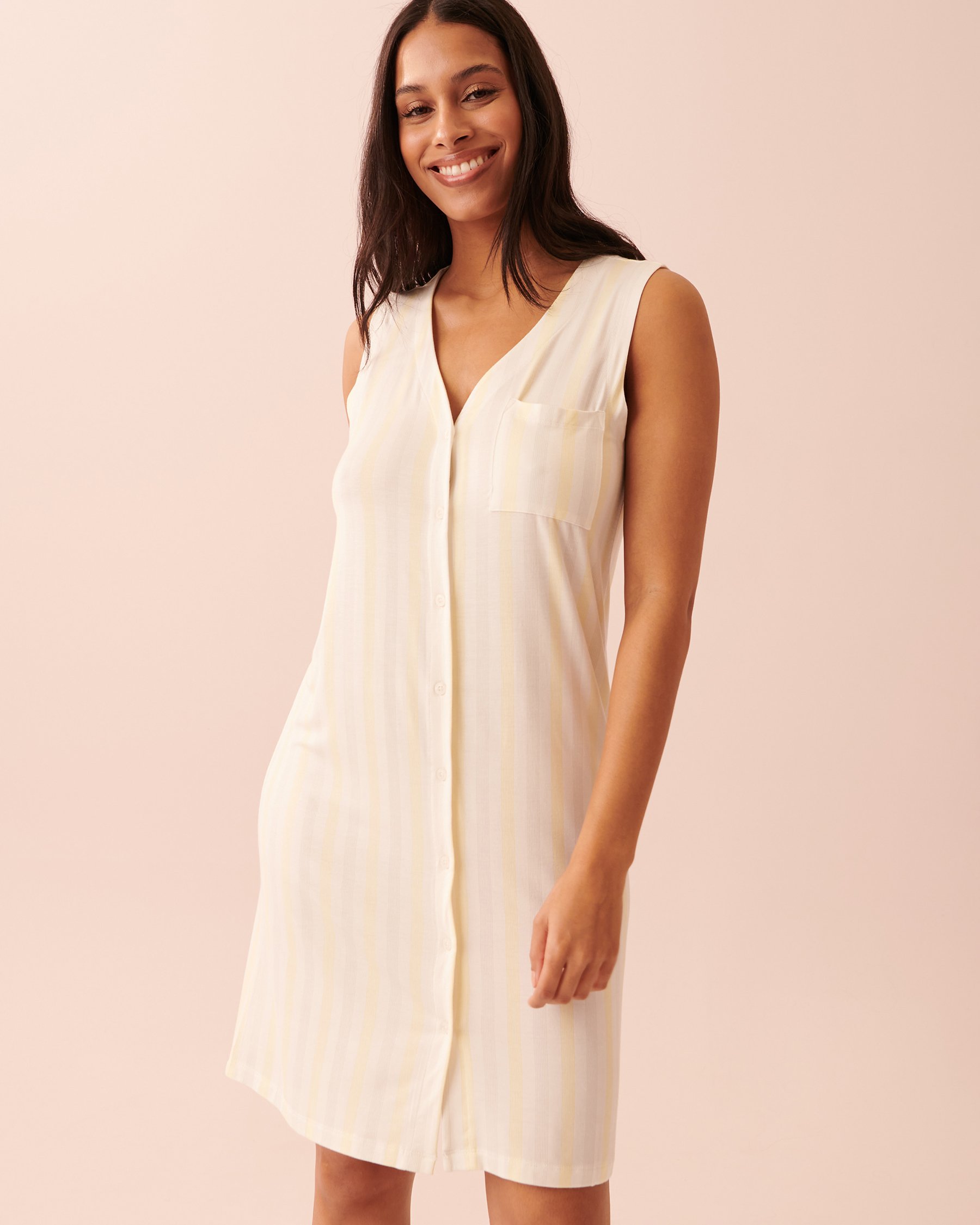 LA VIE EN ROSE Bamboo Sleeveless Button-down Sleepshirt Multi stripes 40500268 - View1