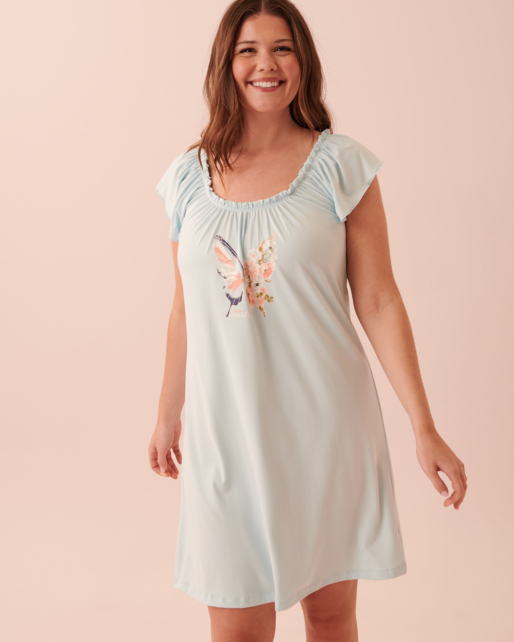 LA VIE EN ROSE Super Soft Short Sleeve Sleepshirt Blue sky 40500275 - View1