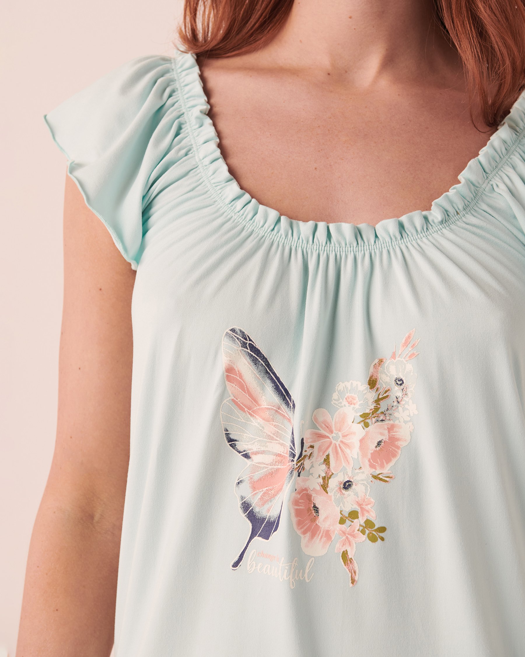 LA VIE EN ROSE Super Soft Short Sleeve Sleepshirt Blue sky 40500275 - View6