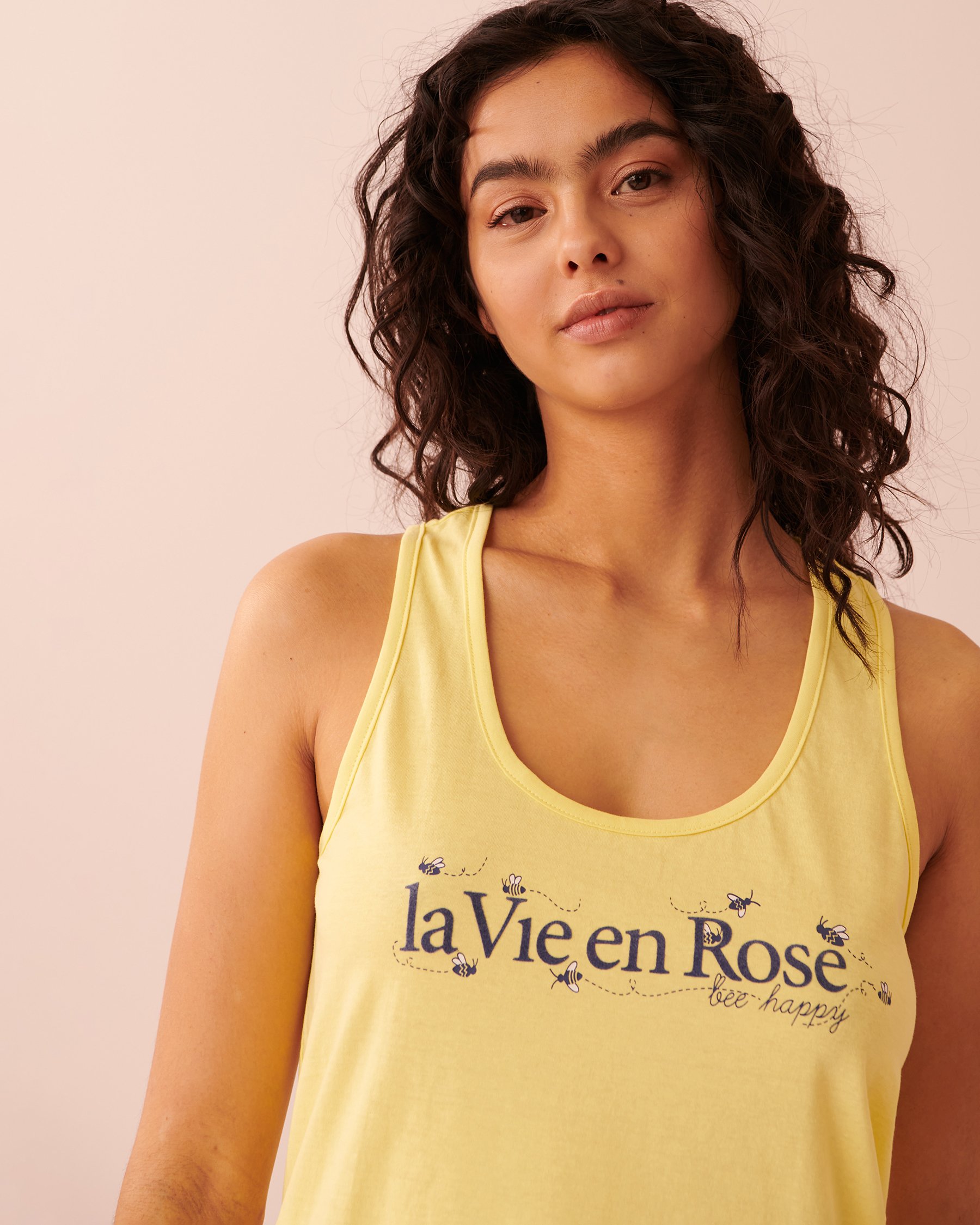 LA VIE EN ROSE Cotton Cami PJ Set Text 40400041 - View3