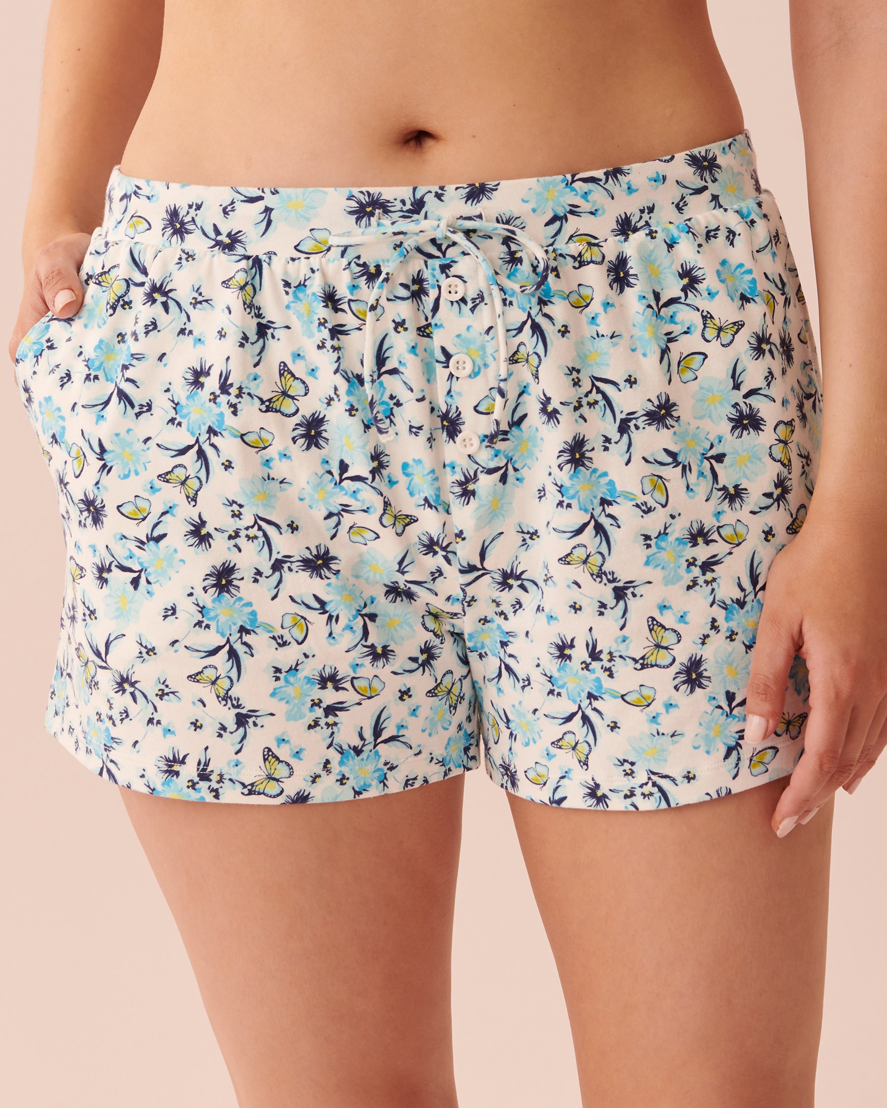 LA VIE EN ROSE Short de pyjama en coton Printemps bleu 40200435 - Voir1