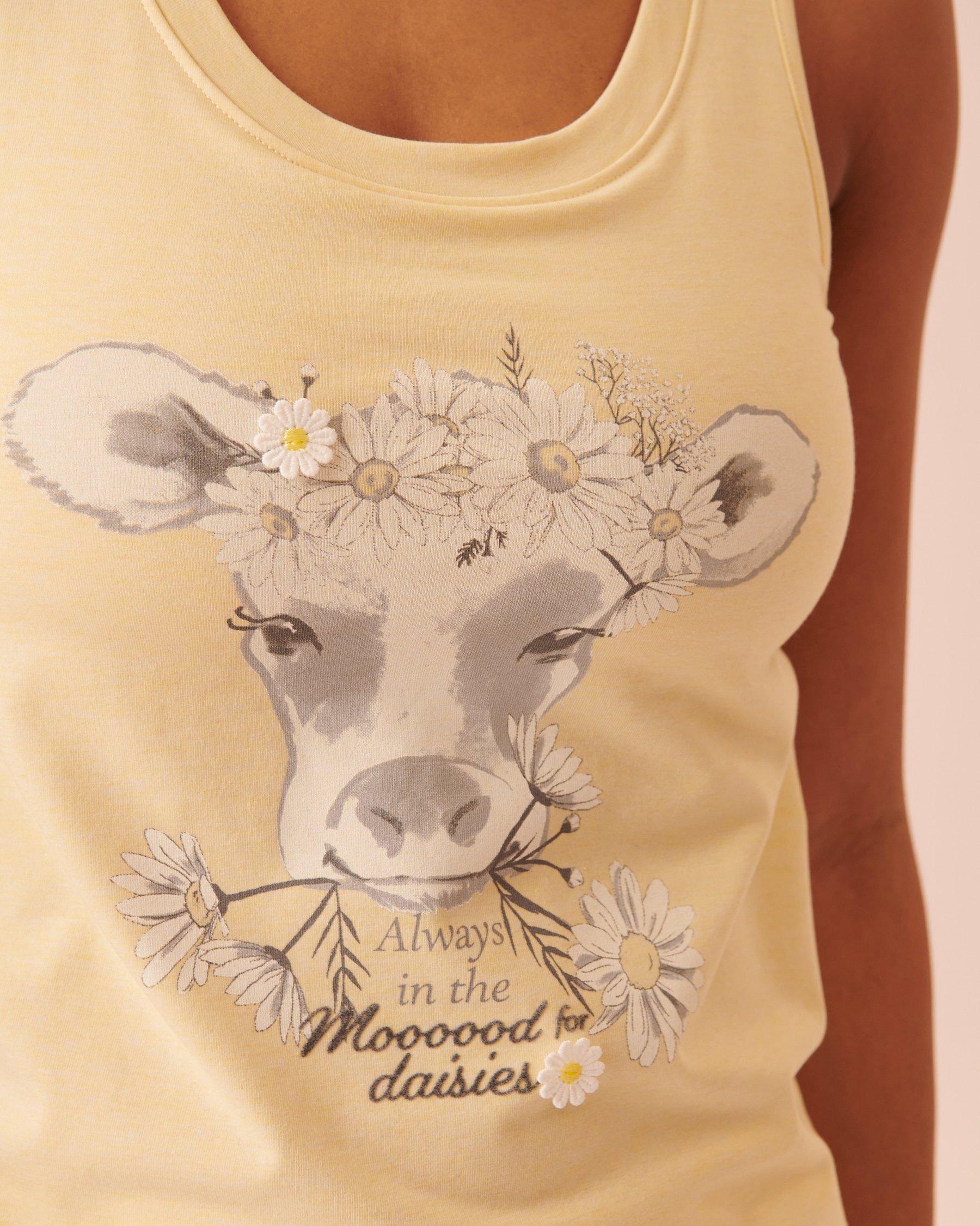 LA VIE EN ROSE Cotton Scoop Neck Cami Light yellow 40100444 - View2