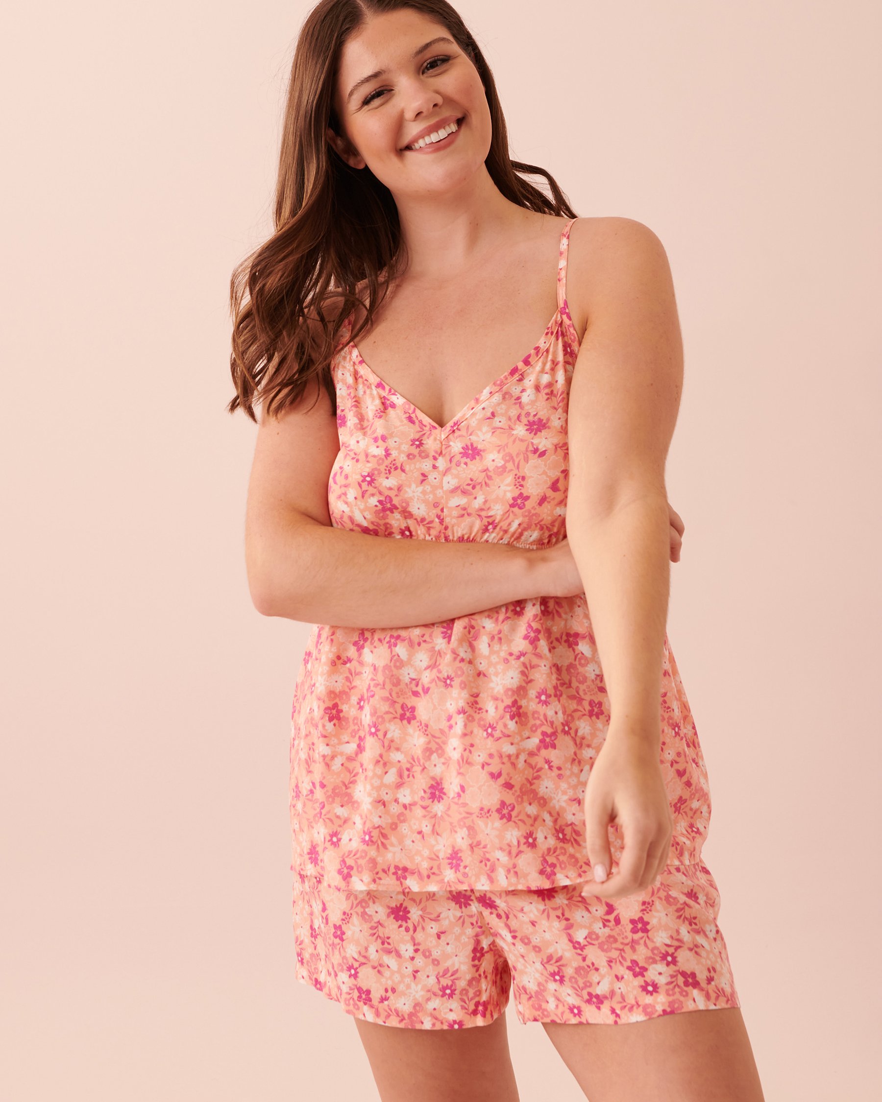 LA VIE EN ROSE Ensemble pyjama imprimé avec camisole Floral pêche miniature 40400044 - View6