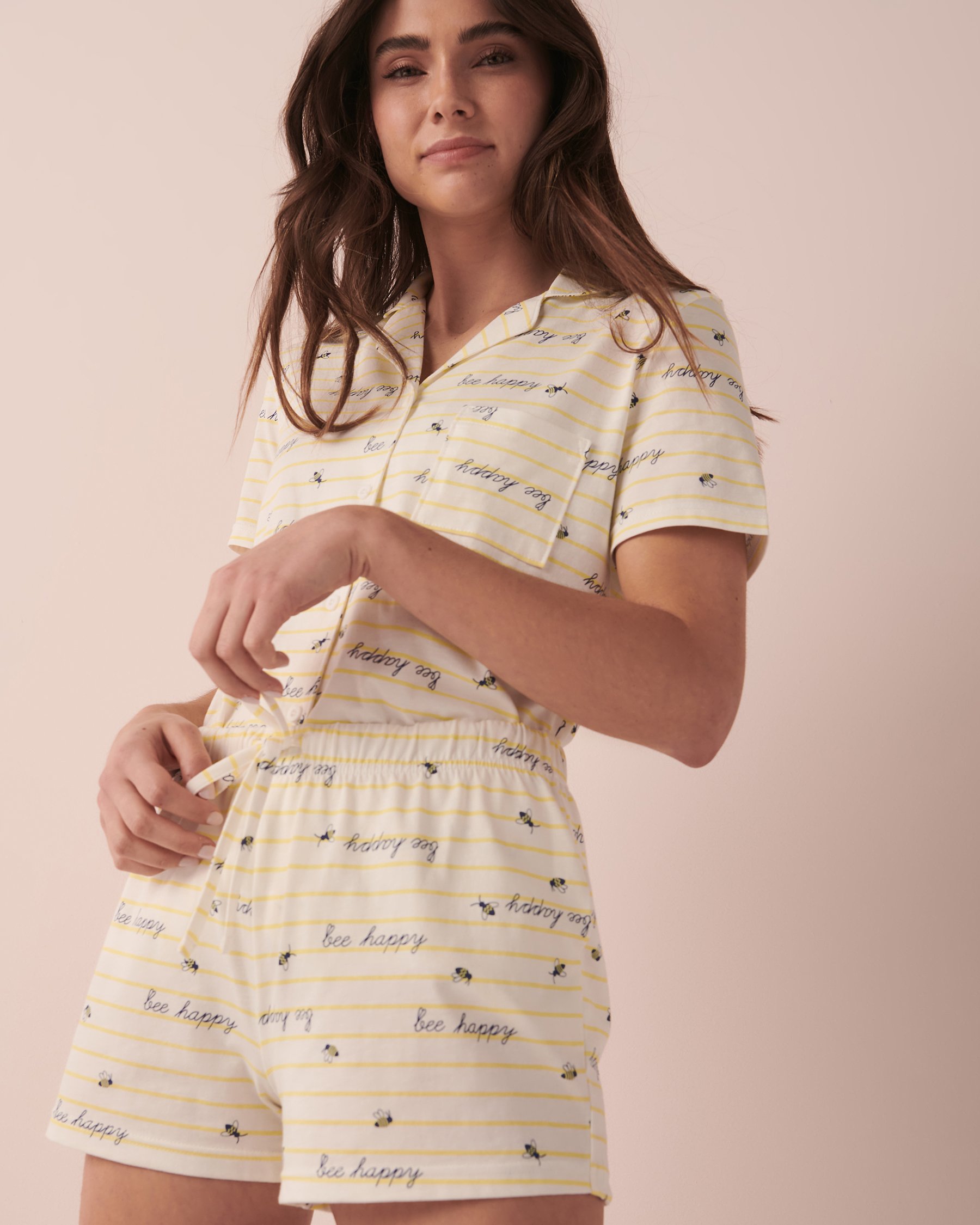 LA VIE EN ROSE Printed Shirt PJ Set Text 40400043 - View1