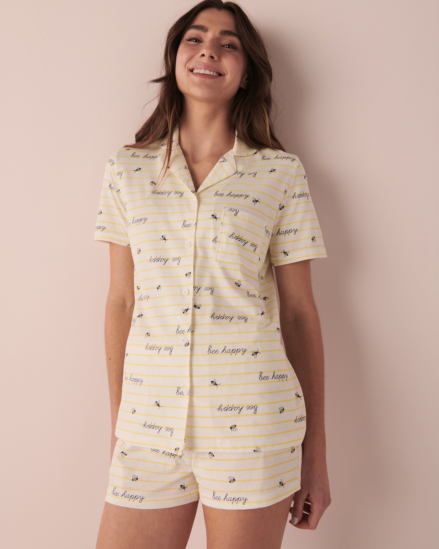 LA VIE EN ROSE Printed Shirt PJ Set Text 40400043 - View5