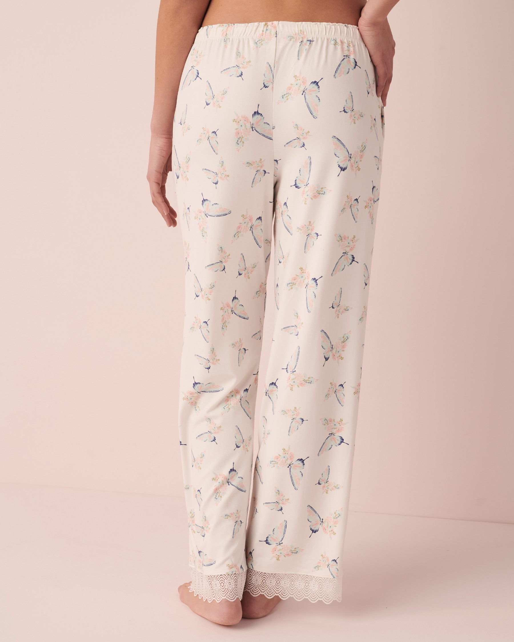 LA VIE EN ROSE Pantalon ultra doux bordure de dentelle Fleurs et papillons 40200431 - View2