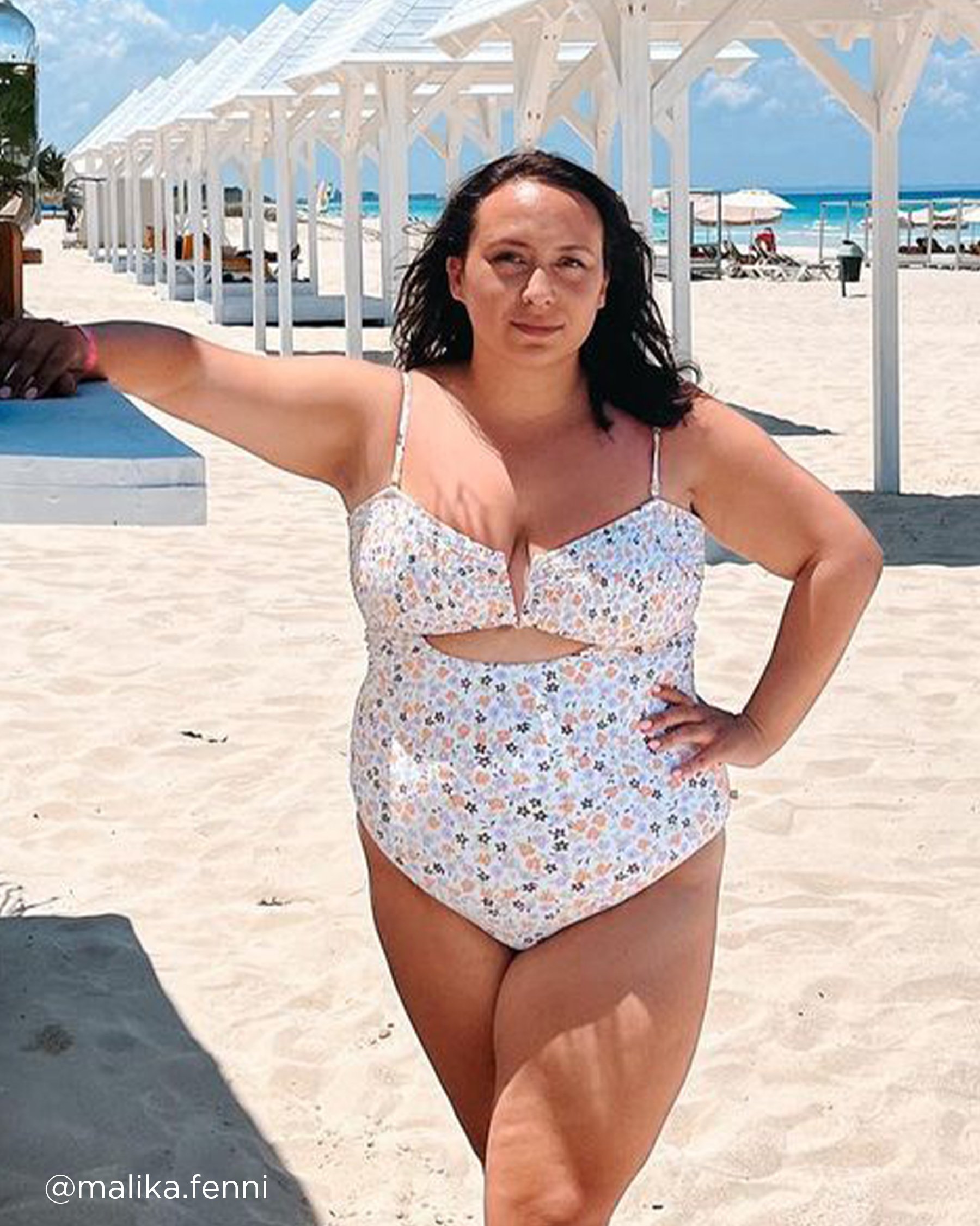 AQUAROSE SMOCKING Bandeau One-piece Swimsuit Ditsy floral 70400068 - View13