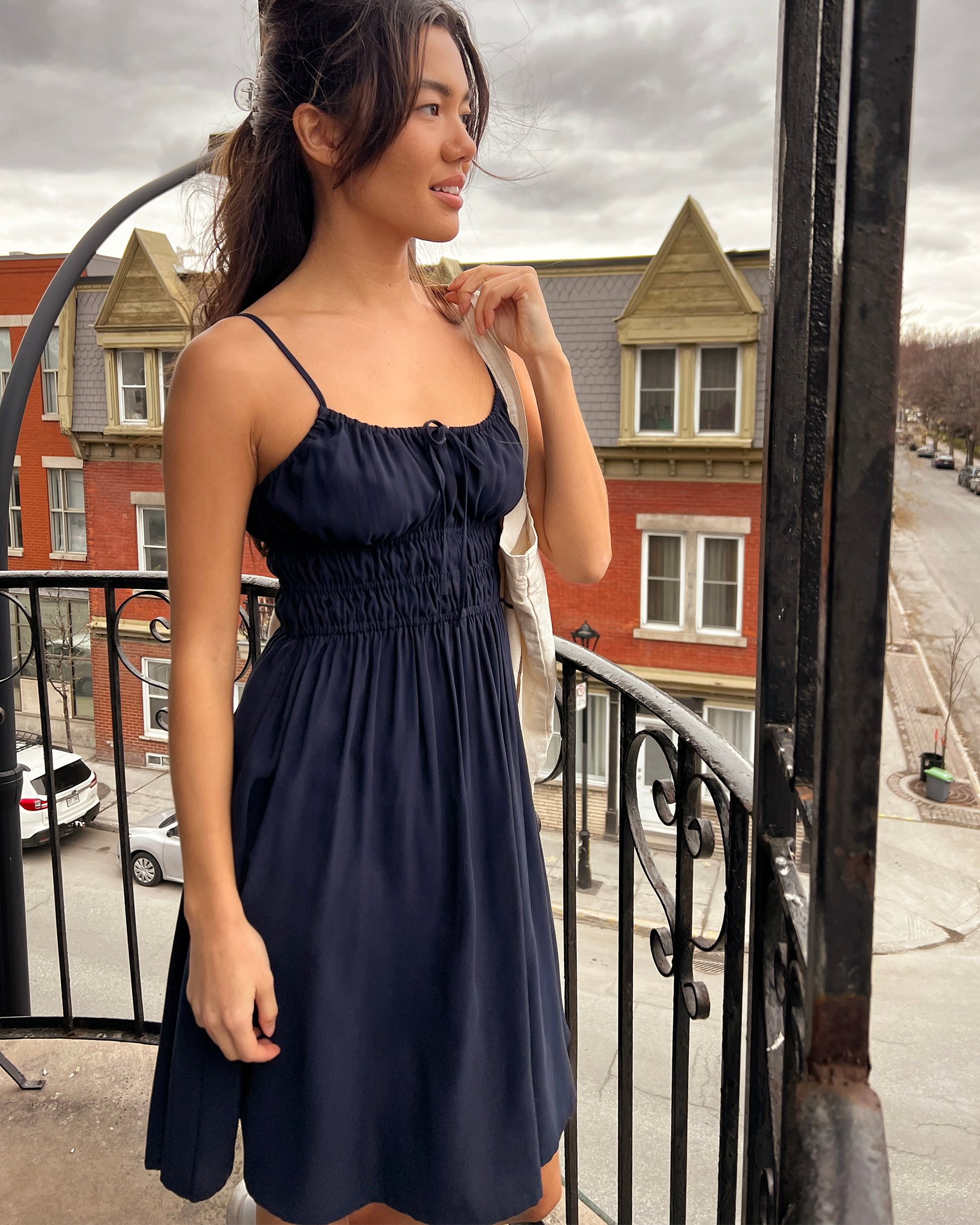 LA VIE EN ROSE Thin Straps Dress Navy 50400033 - View5