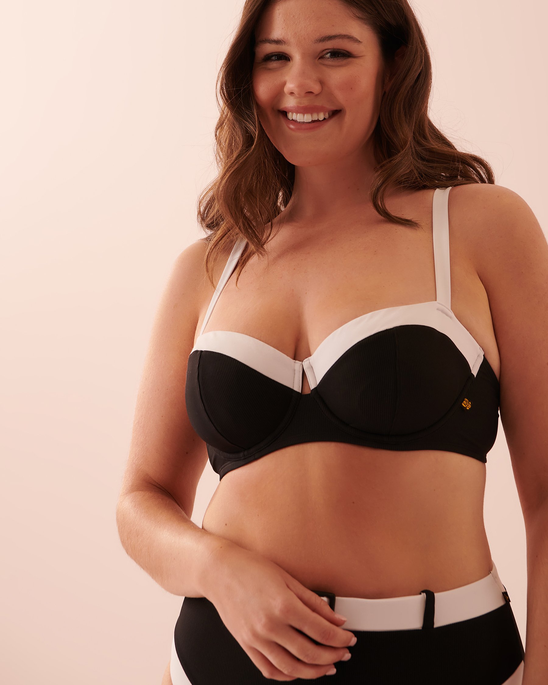 LA VIE EN ROSE AQUA Haut de bikini balconnet RETRO Noir 70100461 - Voir4