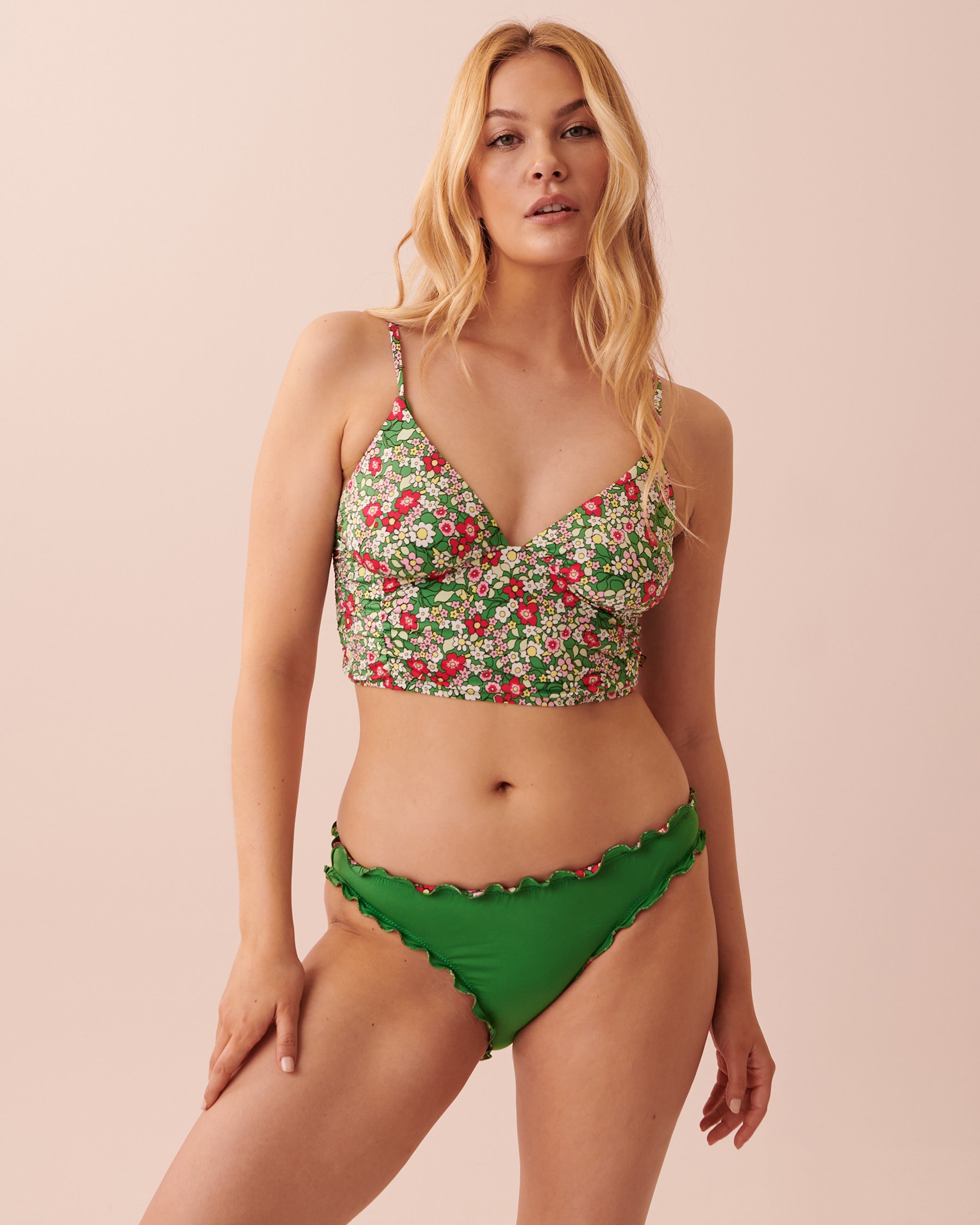 LA VIE EN ROSE AQUA DITSY BLOOMING Recycled Fibers Long Triangle Bikini Top Ditsy blooming floral 70100492 - View4