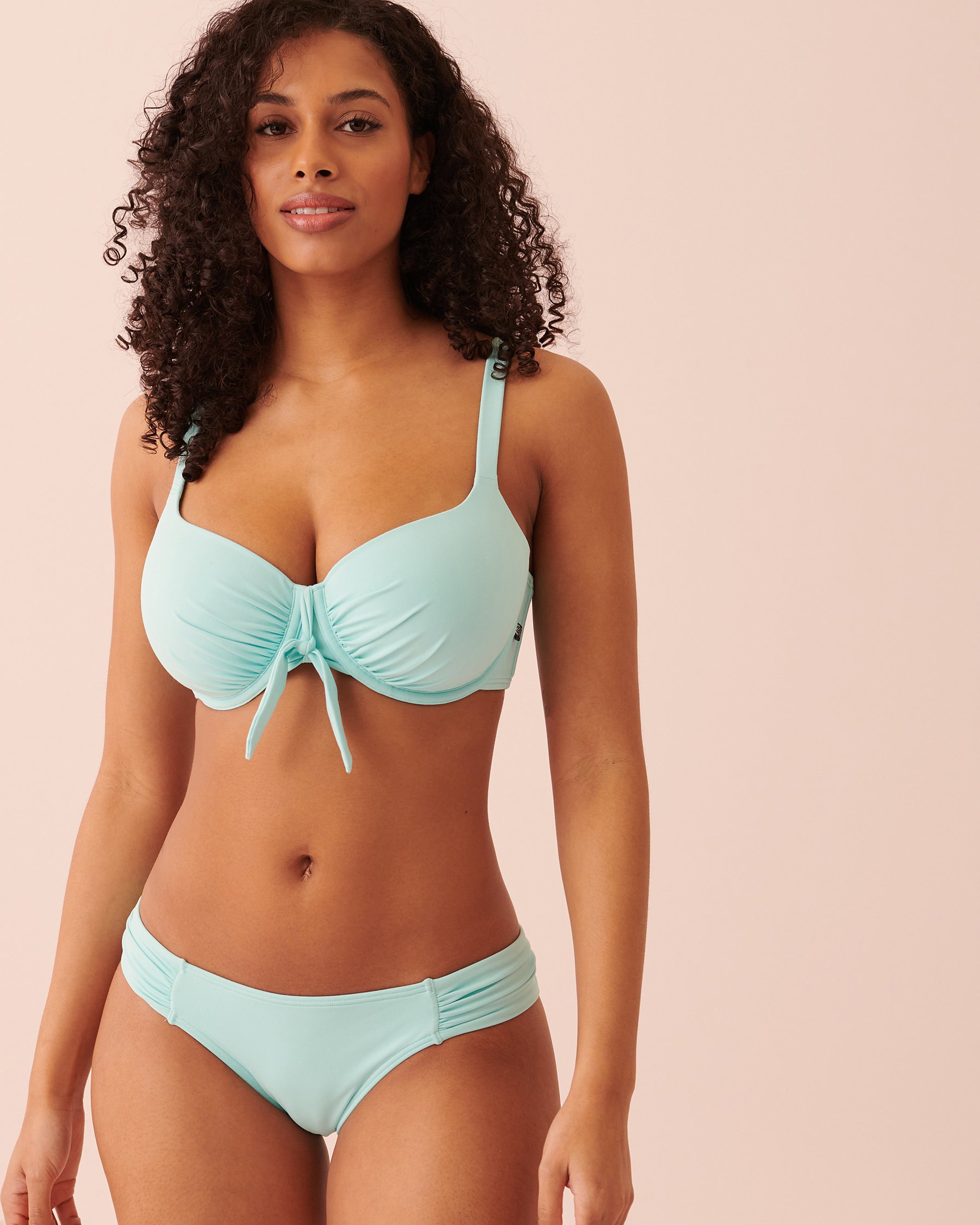 LA VIE EN ROSE AQUA TURQUOISE Shirred Sides Bikini Bottom Aqua 70300450 - View3