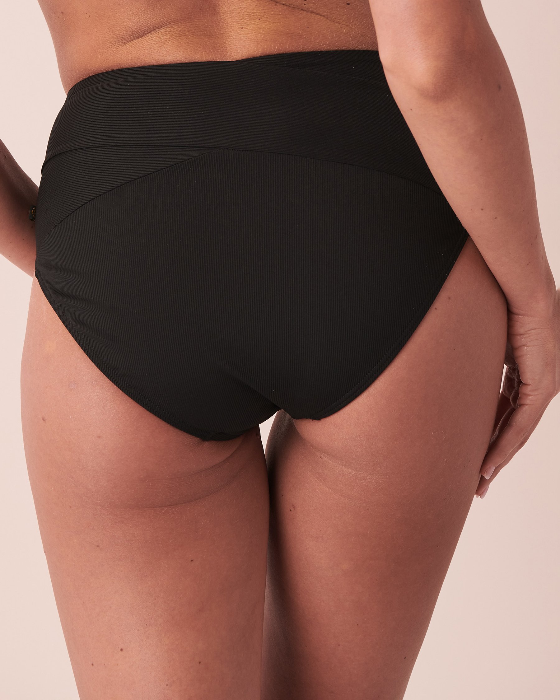 LA VIE EN ROSE AQUA RIB High Waist Bikini Bottom Black 70300453 - View2