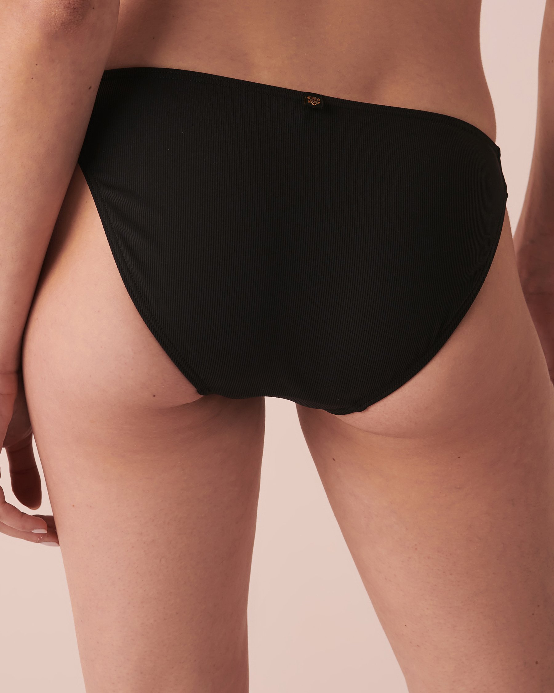 LA VIE EN ROSE AQUA RIB Shirred Sides Bikini Bottom Black 70300454 - View2