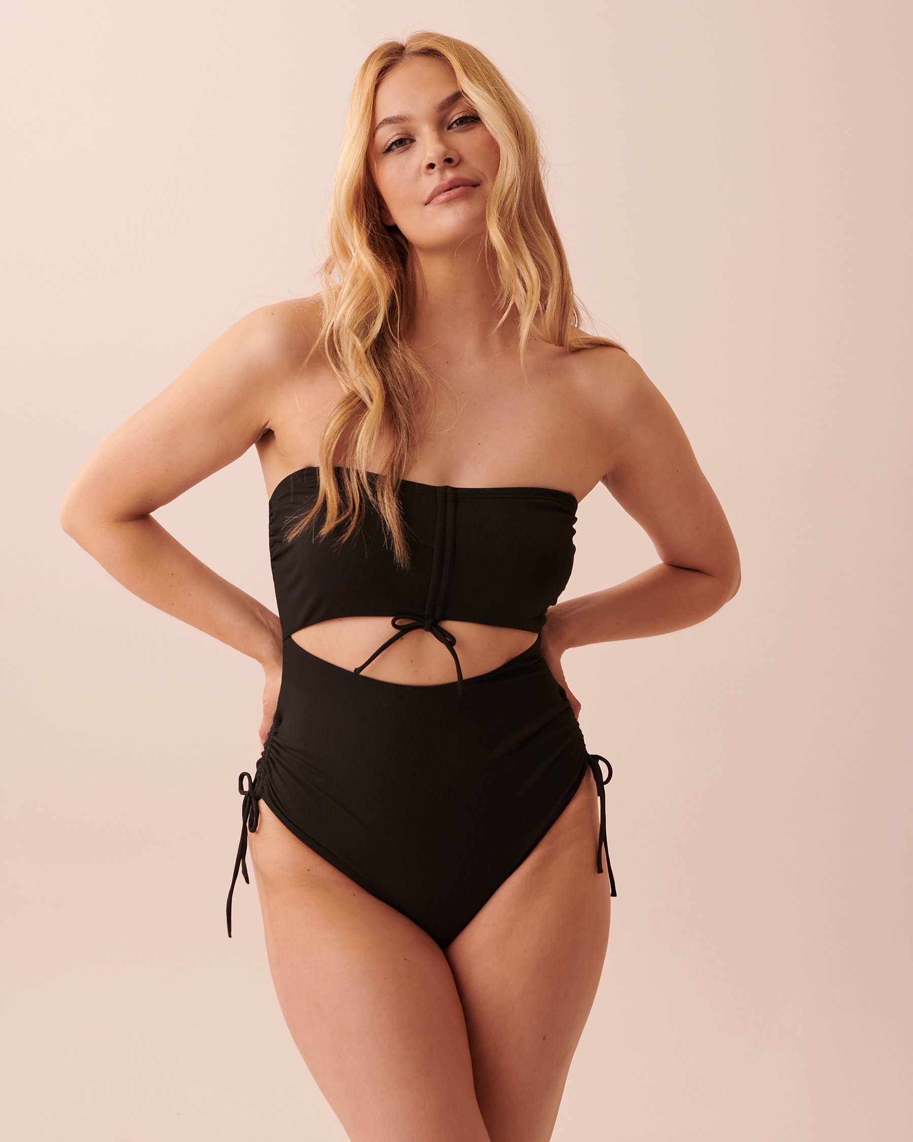 AQUAROSE ANITA Recycled Fibers Bandeau One-piece Swimsuit Black 70400097 - View3