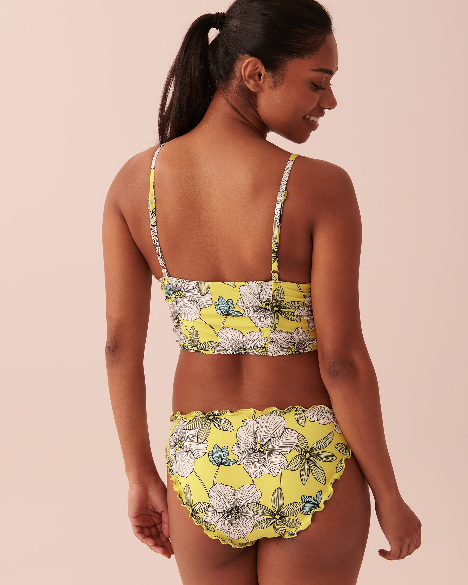 LA VIE EN ROSE AQUA FIELDS OF FLOWERS Recycled Fibers Long Triangle Bikini Top Field of flowers 70100444 - View2