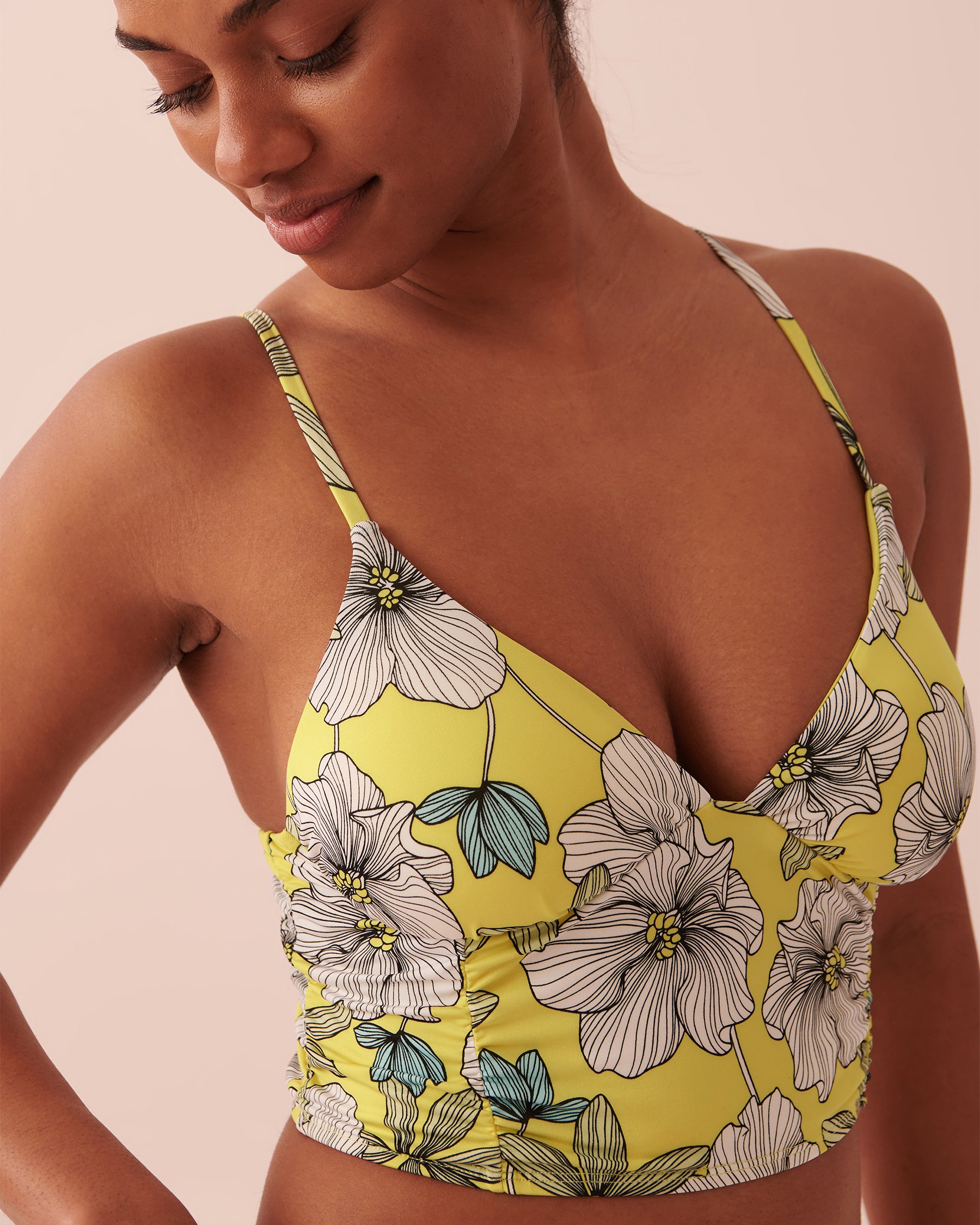 LA VIE EN ROSE AQUA FIELDS OF FLOWERS Recycled Fibers Long Triangle Bikini Top Field of flowers 70100444 - View3