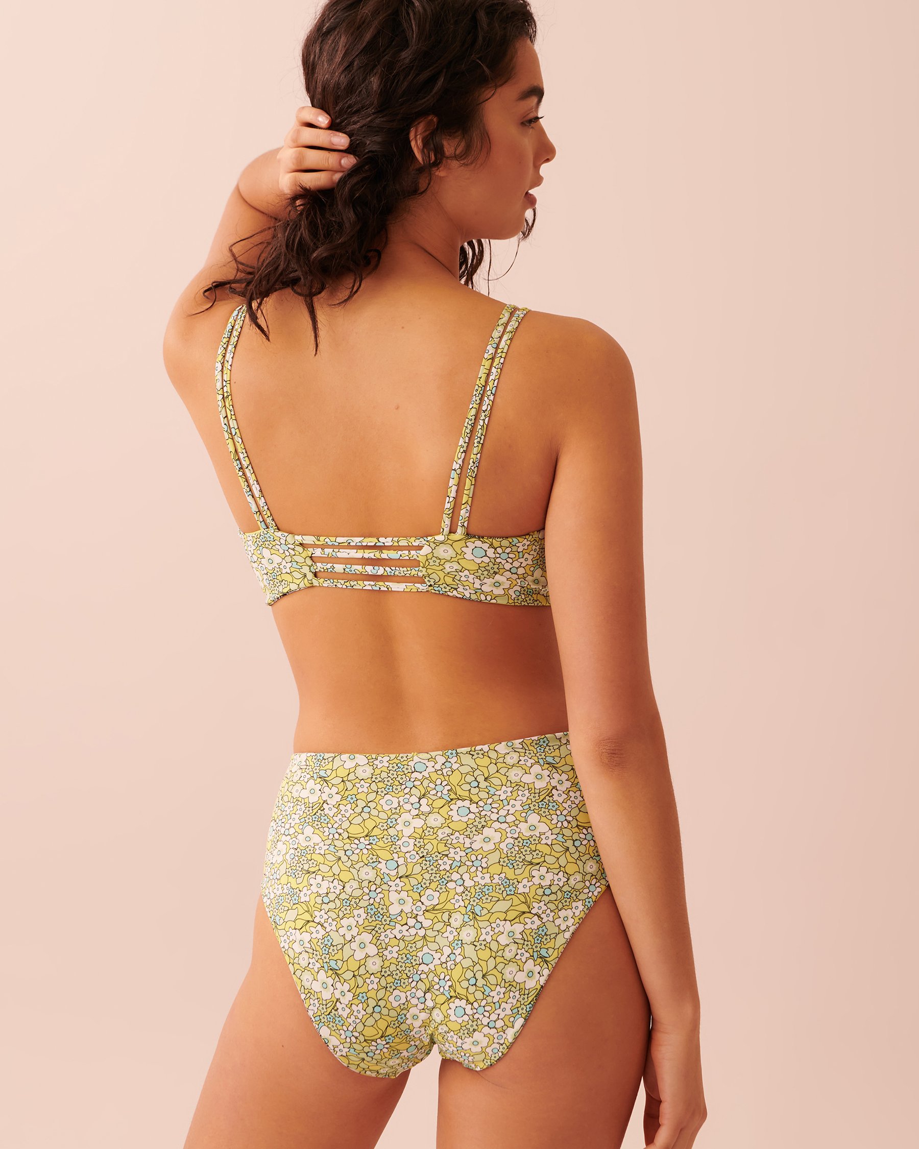 LA VIE EN ROSE AQUA FIELDS OF FLOWERS Recycled Fibers Reversible Bralette Bikini Top Ditsy floral 70100442 - View2