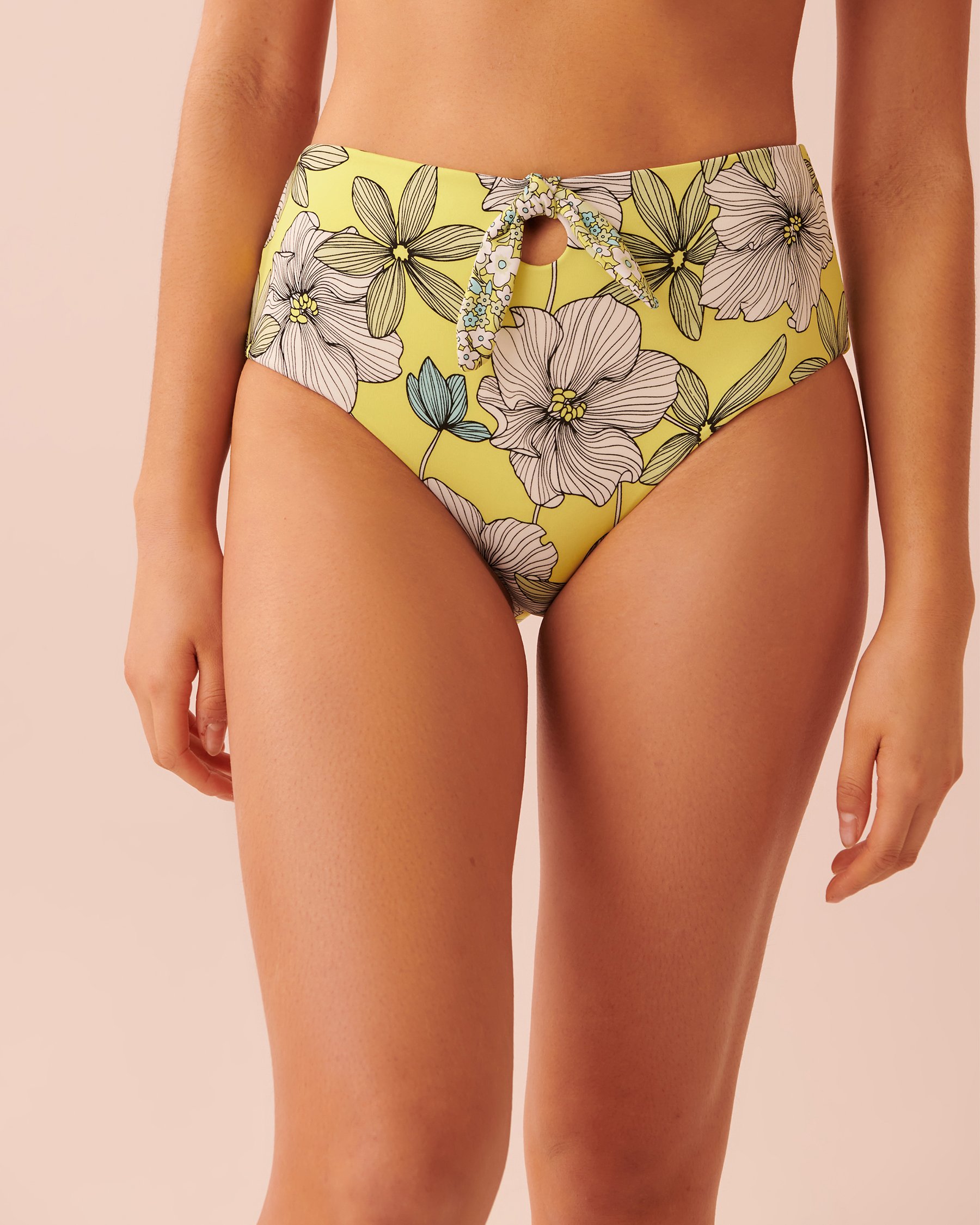 LA VIE EN ROSE AQUA Bas de bikini taille haute réversible en fibres recyclées FIELDS OF FLOWERS Floral miniature 70300411 - View2