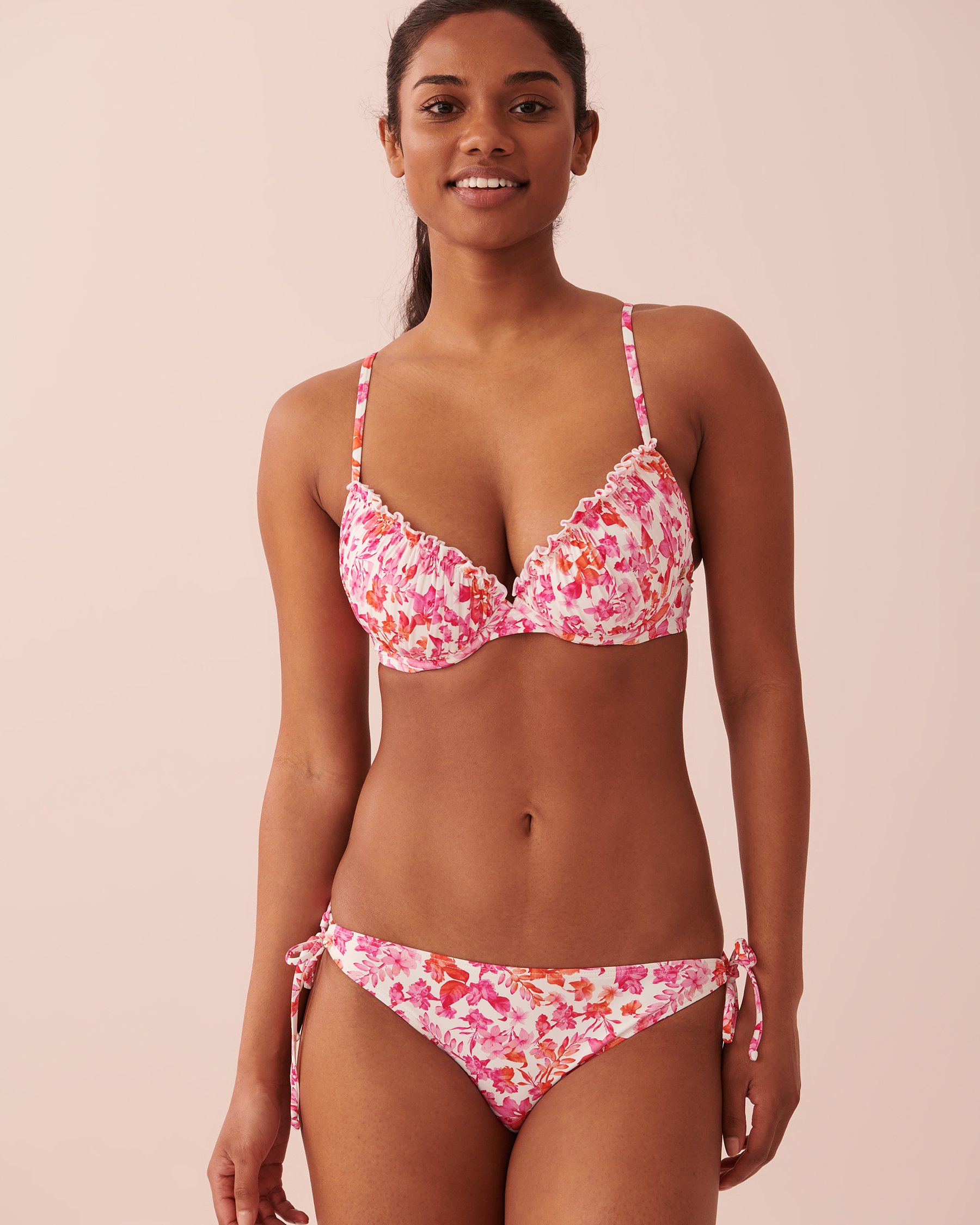 LA VIE EN ROSE AQUA LAGOON Push-up Bikini Top Pink floral 70100477 - View3