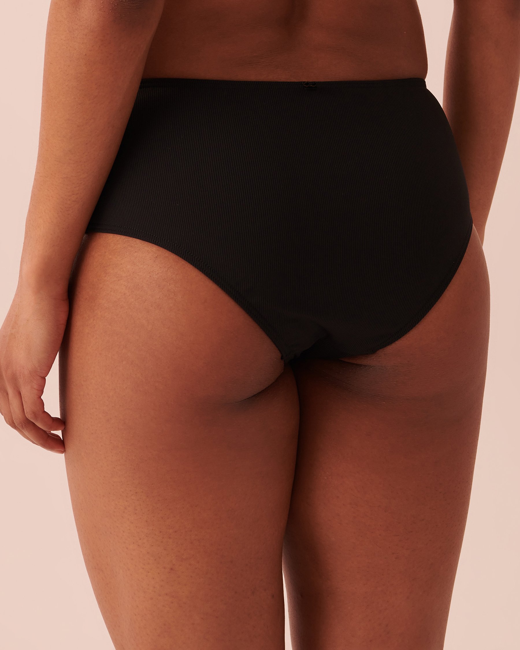 LA VIE EN ROSE AQUA RIB Mid Waist Bikini Bottom Black 70300455 - View2