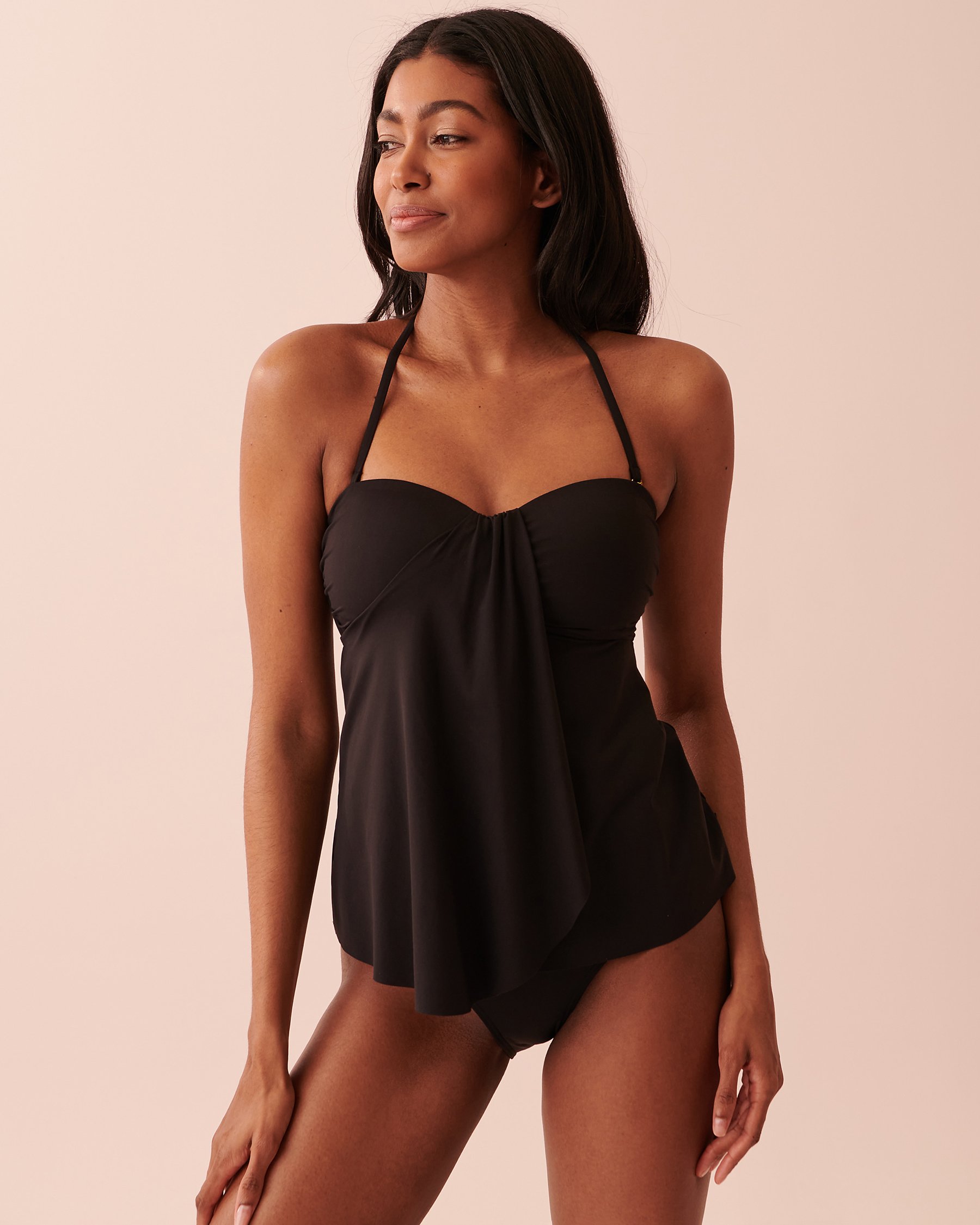 LA VIE EN ROSE AQUA SOLID Bandeau Tankini Top Black 70100465 - View1