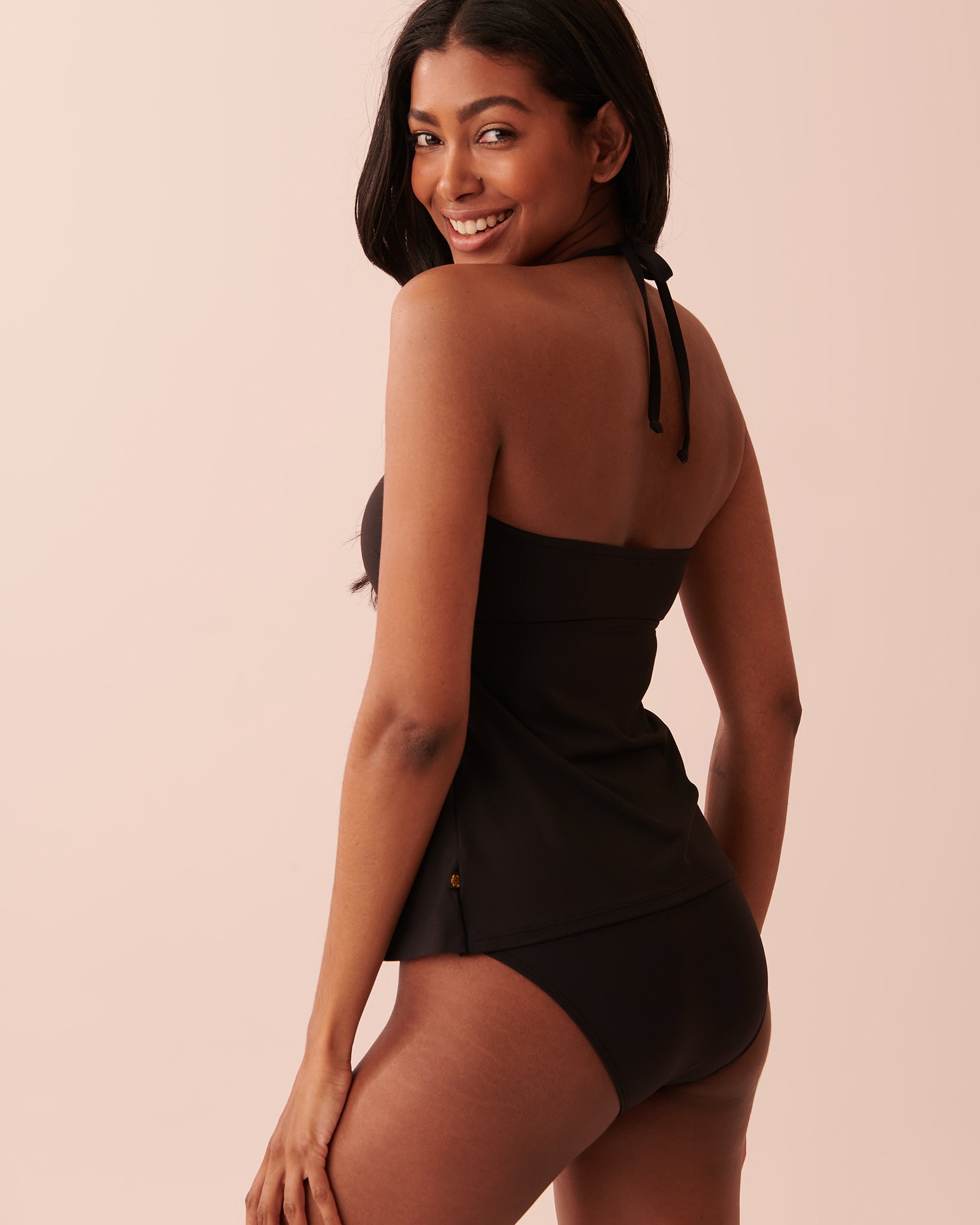 LA VIE EN ROSE AQUA SOLID Bandeau Tankini Top Black 70100465 - View2