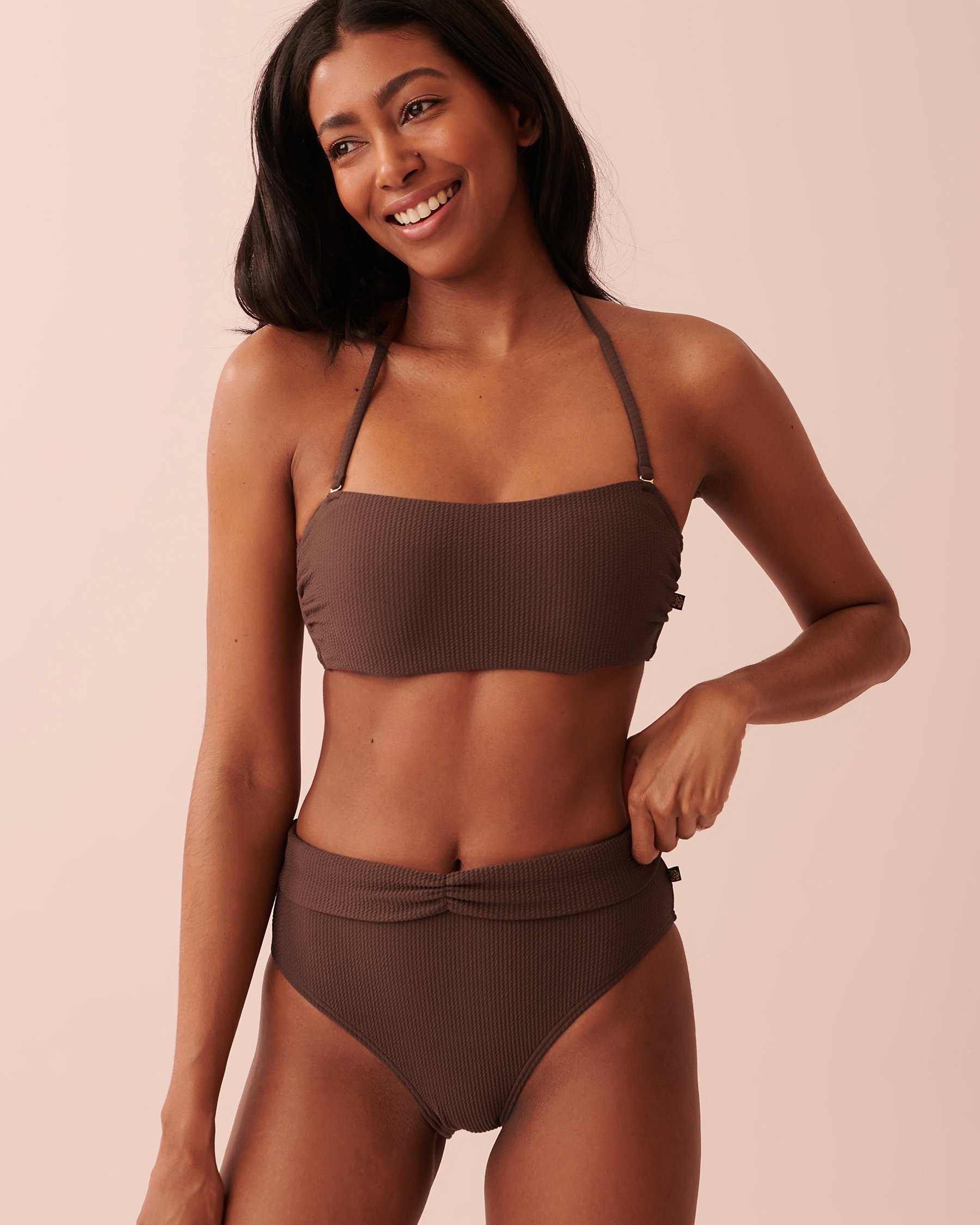 LA VIE EN ROSE AQUA TEXTURED Bandeau Bikini Top French roast 70100472 - View4