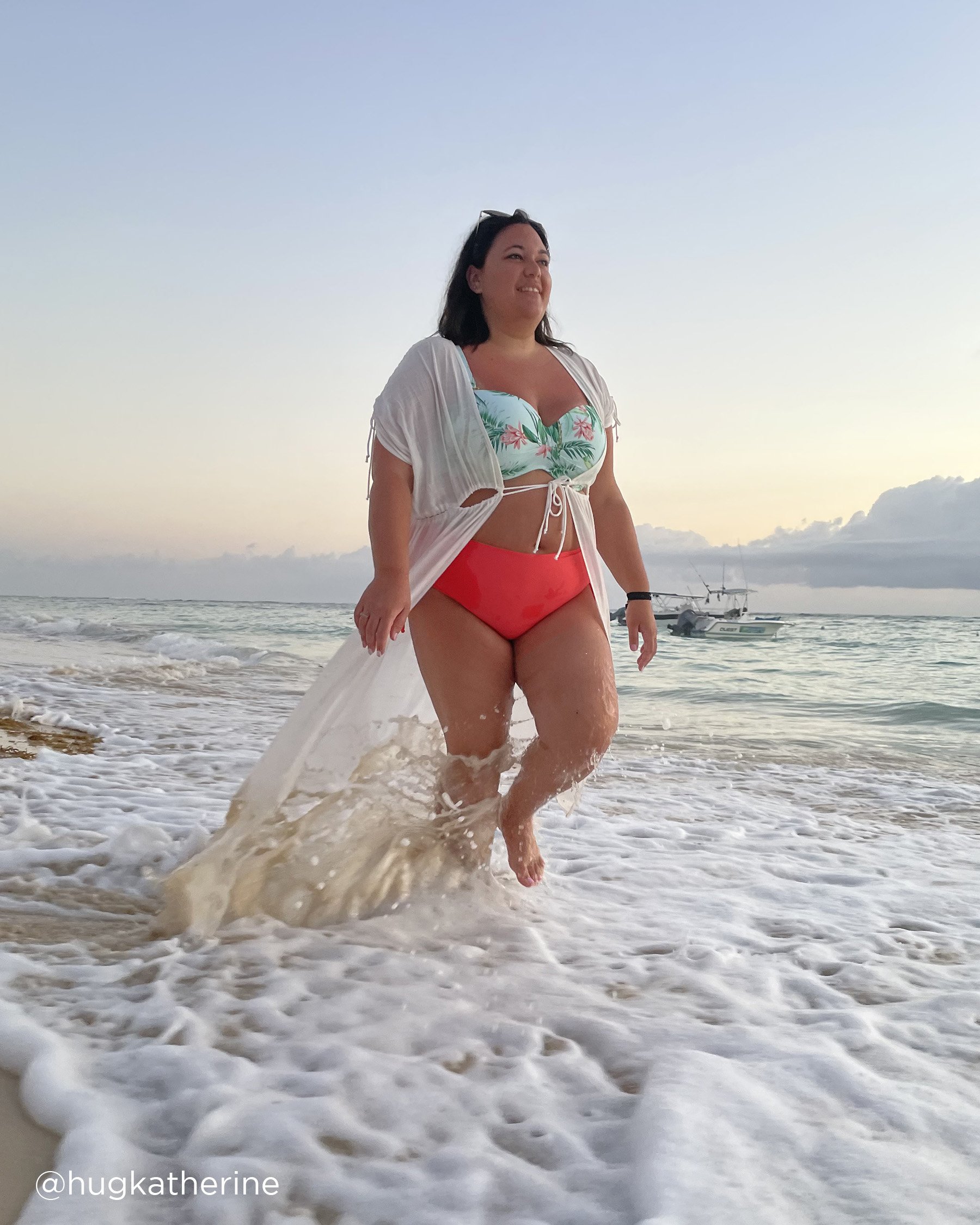 LA VIE EN ROSE AQUA SOLID Mid Waist Bikini Bottom Coral 70300399 - View6
