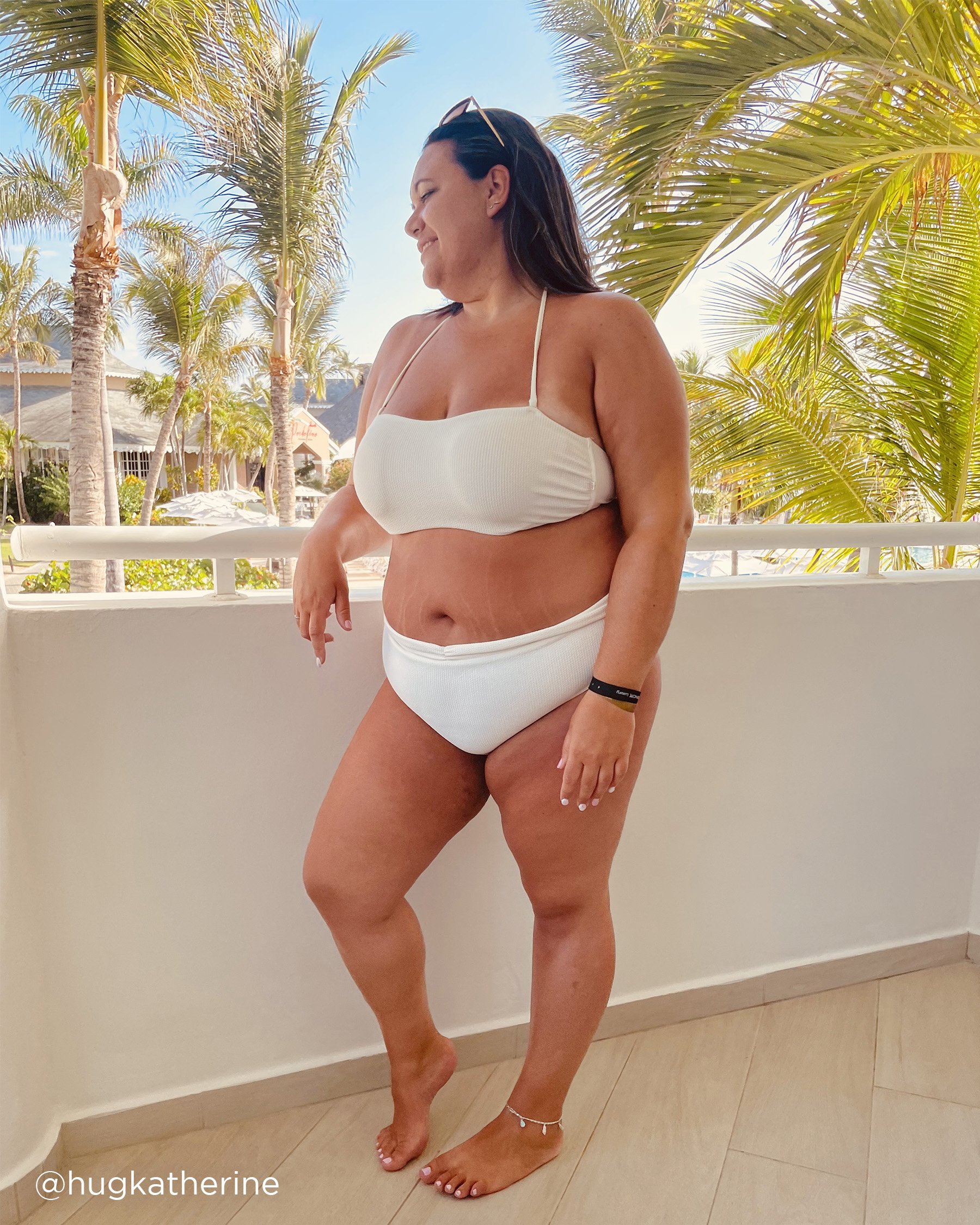 LA VIE EN ROSE AQUA TEXTURED Bandeau Bikini Top Vanilla 70100472 - View5