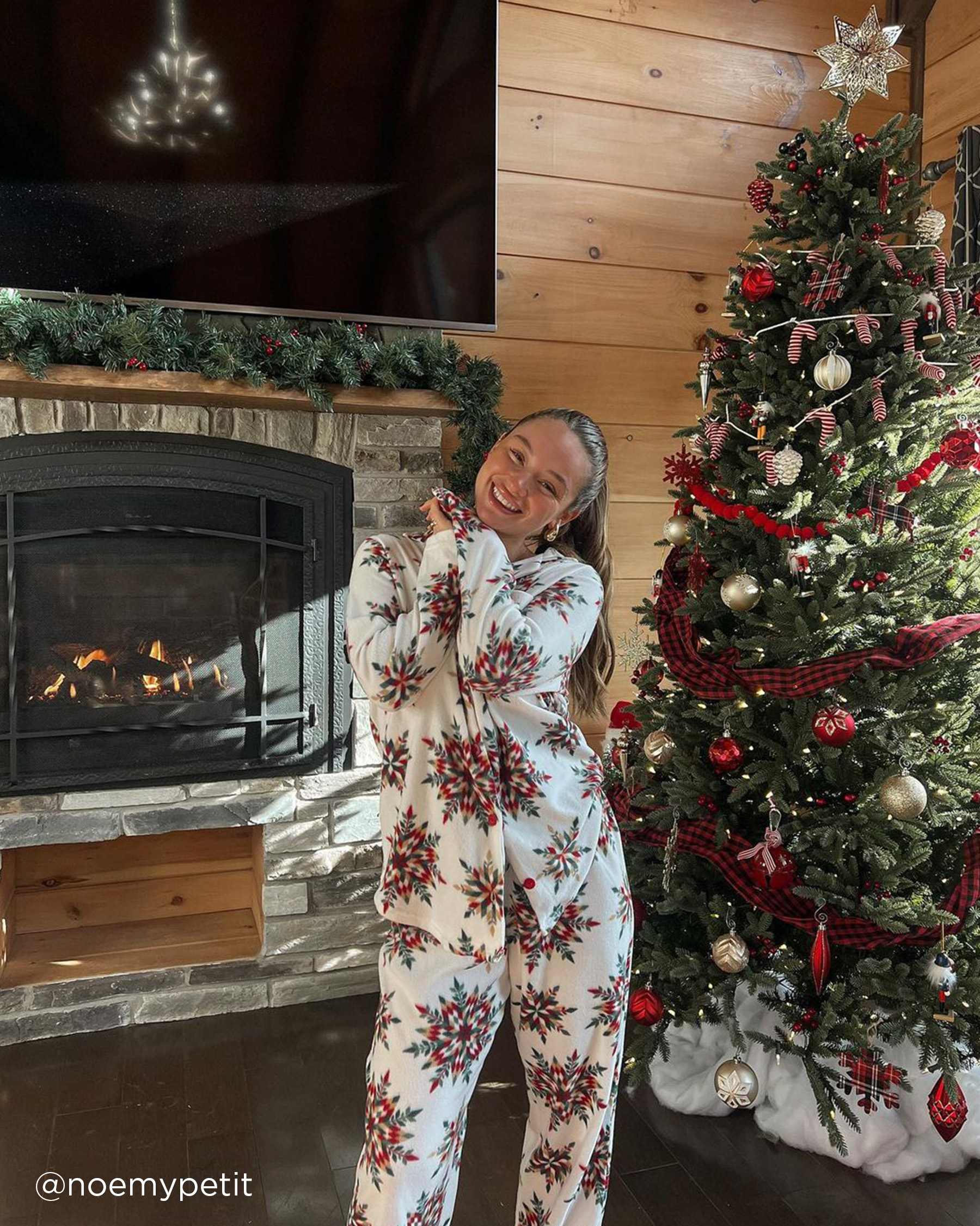 LA VIE EN ROSE Snowflakes Micropolar PJ Set Holiday Snowflakes 40400054 - View8