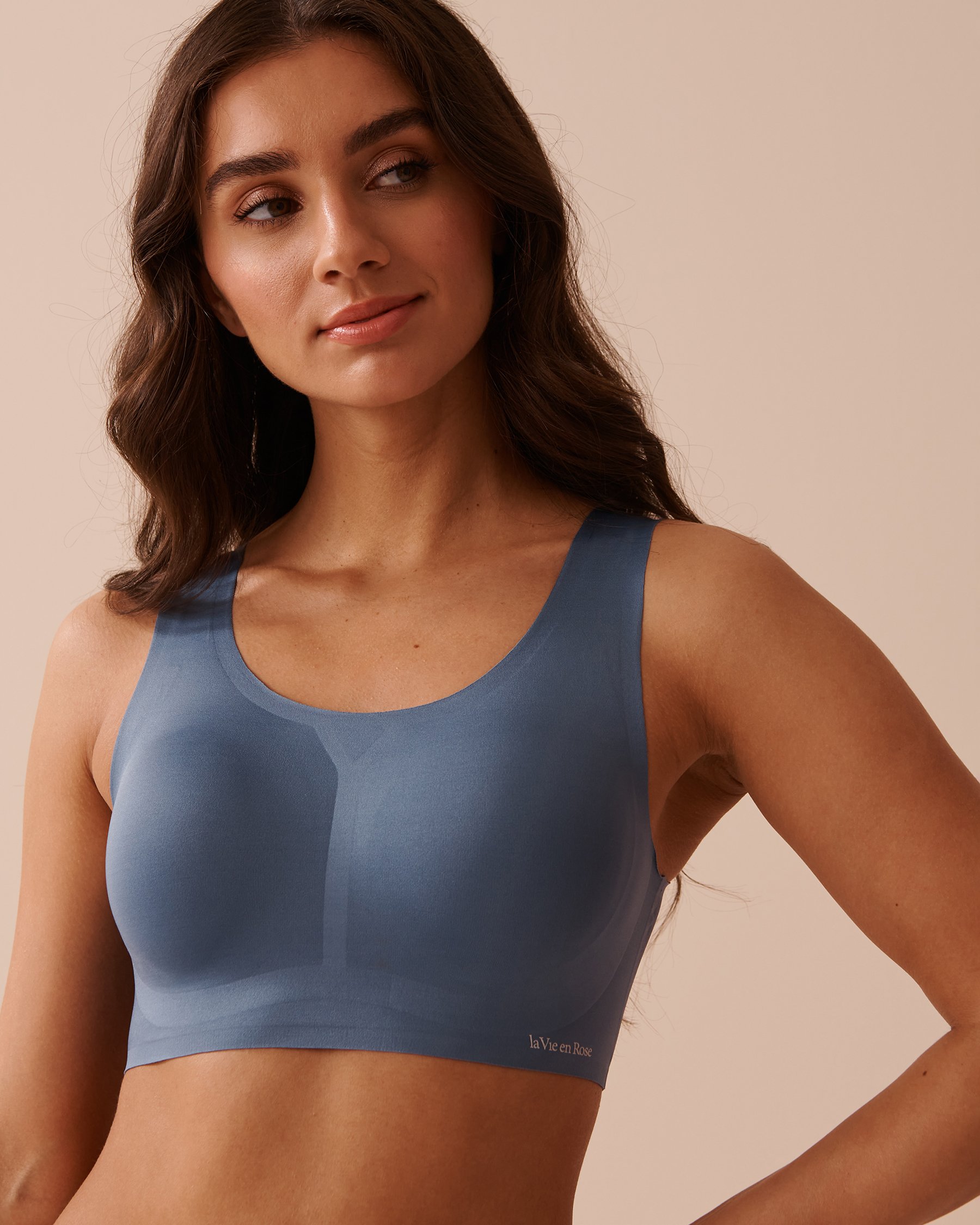 LA VIE EN ROSE Lightly Lined Full Coverage Lounge Tank Bra Misty Blue 10200411 - View3