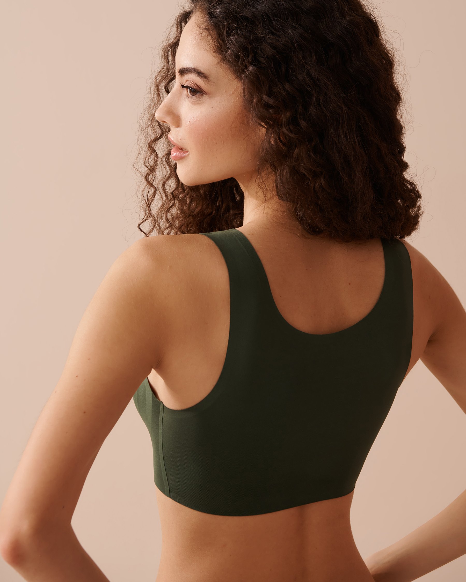 LA VIE EN ROSE Camisole lounge doublure légère couvrante Vert thym 10200411 - View2