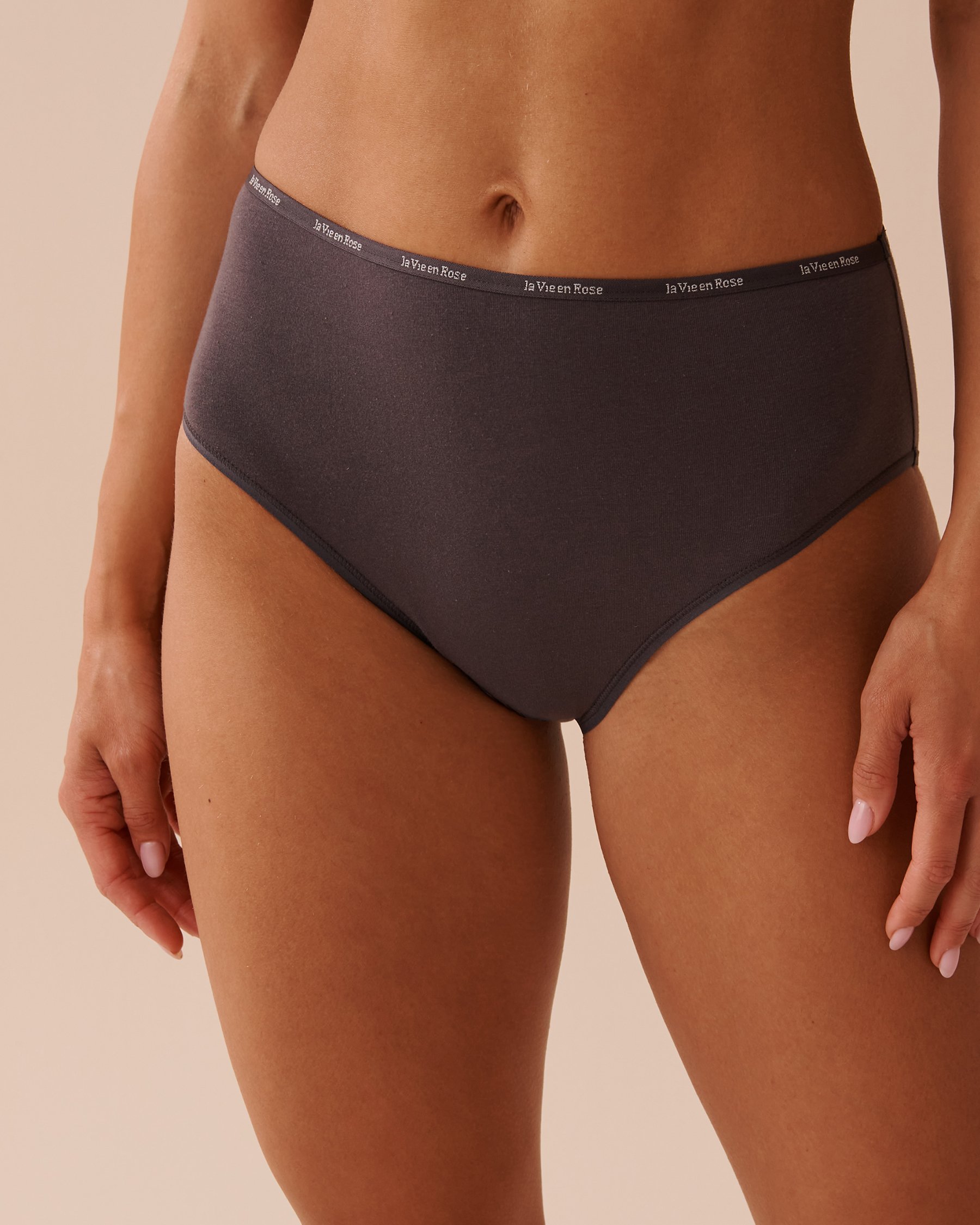 LA VIE EN ROSE Cotton High Waist Bikini Panty Anthracite 20100473 - View1