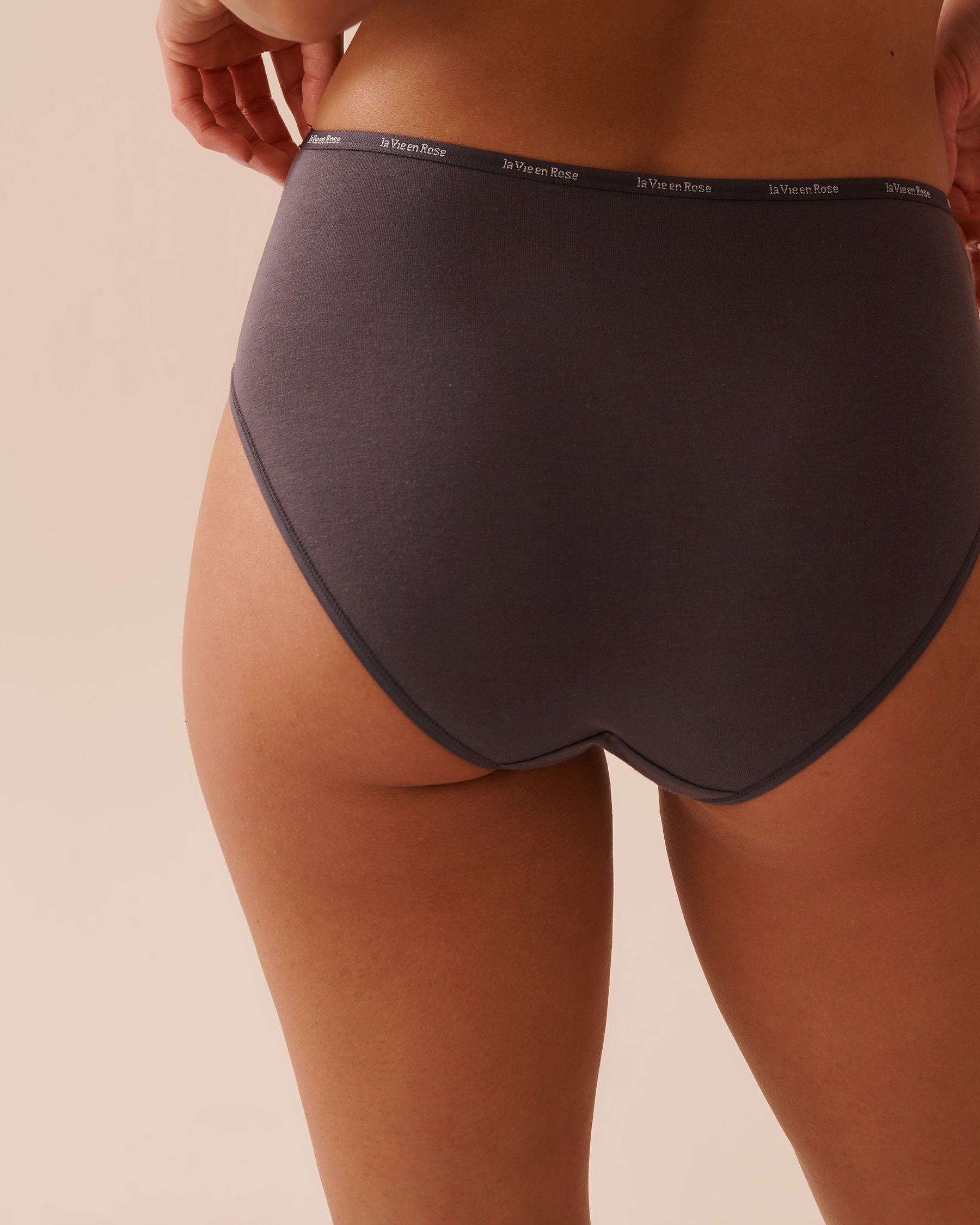 LA VIE EN ROSE Cotton High Waist Bikini Panty Anthracite 20100473 - View2