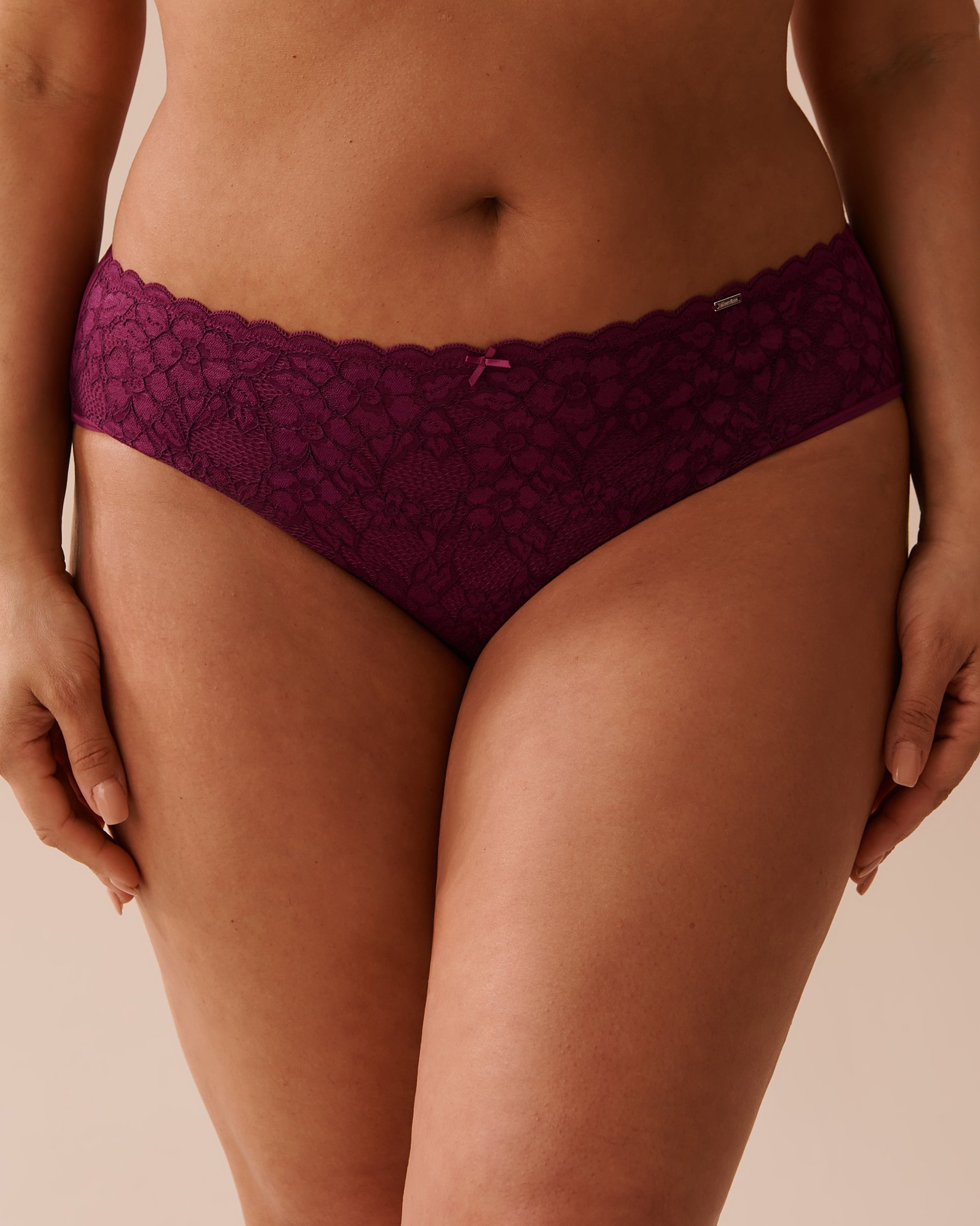 LA VIE EN ROSE Culotte bikini microfibre et dentelle dos lisse Prune 20300321 - Voir1