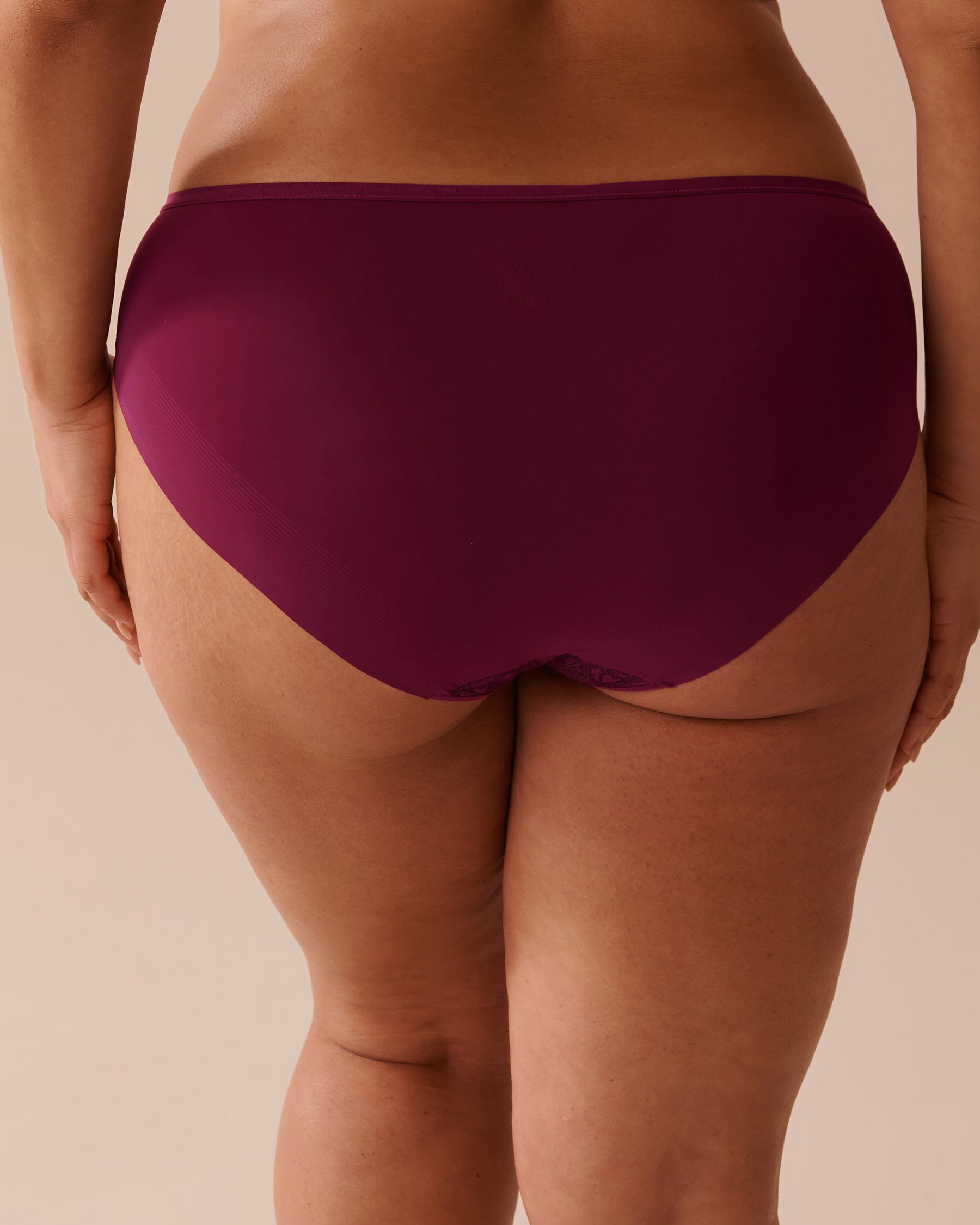 LA VIE EN ROSE Culotte bikini microfibre et dentelle dos lisse Prune 20300321 - Voir2