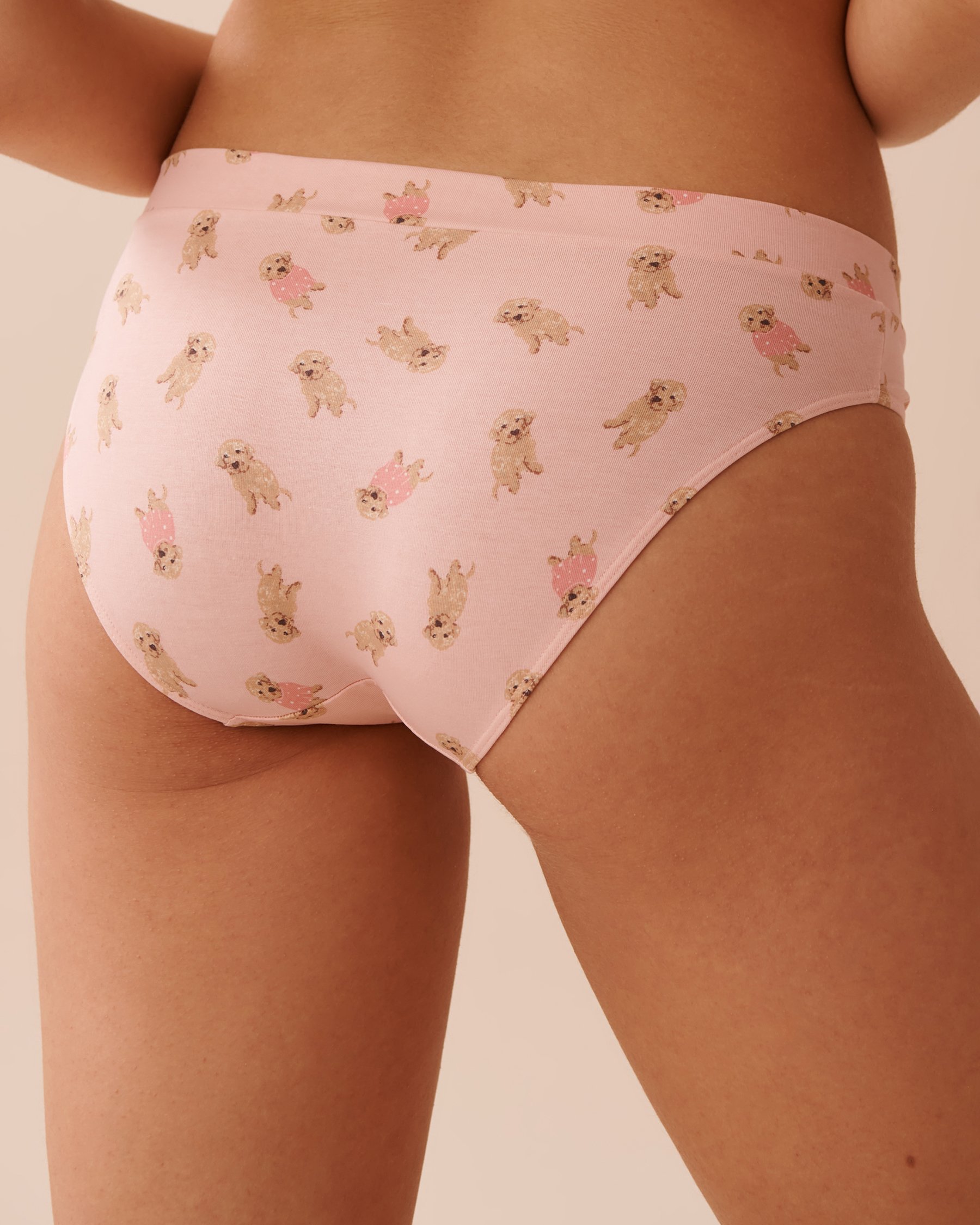 LA VIE EN ROSE Culotte bikini en coton Imprimé chien rose 20100480 - View4