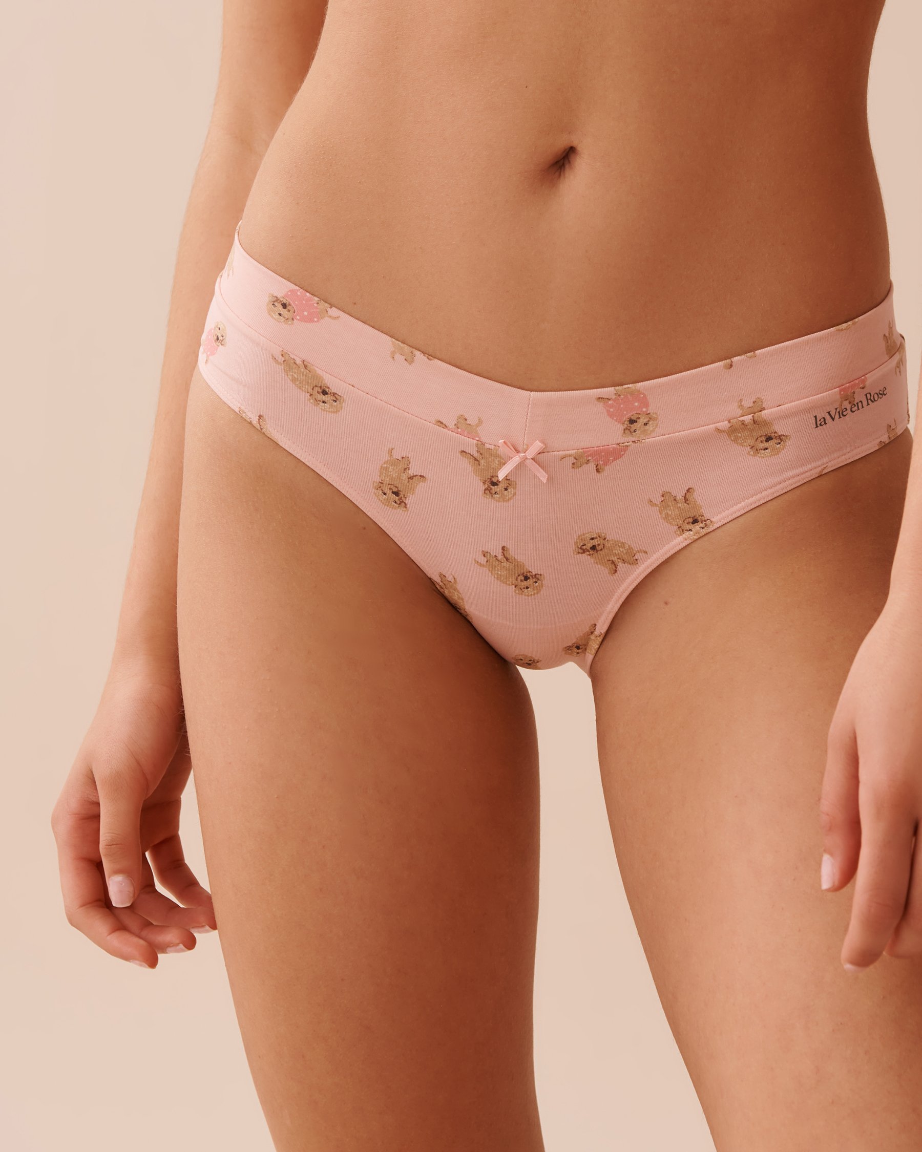 LA VIE EN ROSE Culotte bikini en coton Imprimé chien rose 20100480 - View5