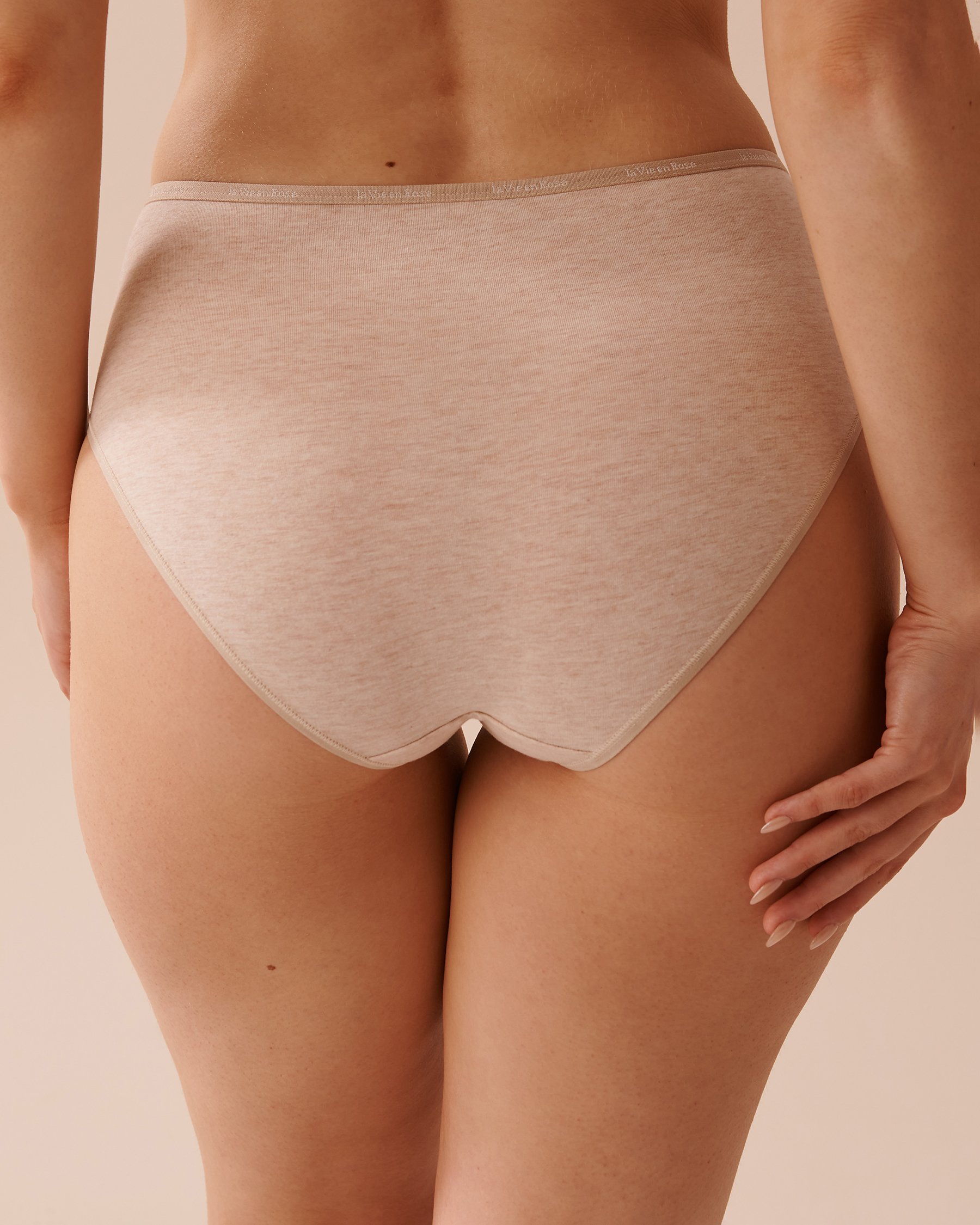 LA VIE EN ROSE Cotton High Waist Bikini Panty Oatmeal 20100473 - View2