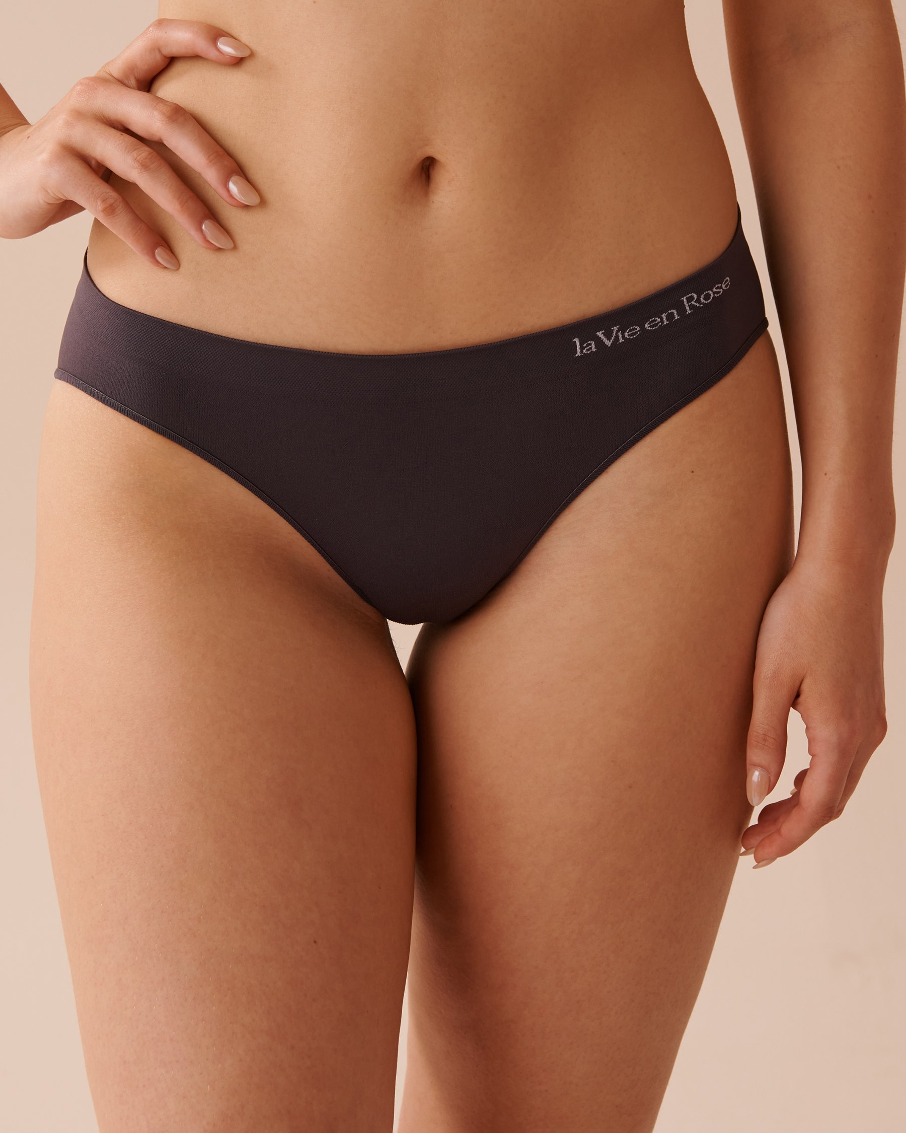 LA VIE EN ROSE Culotte bikini tissu sans coutures Anthracite 20200509 - View1