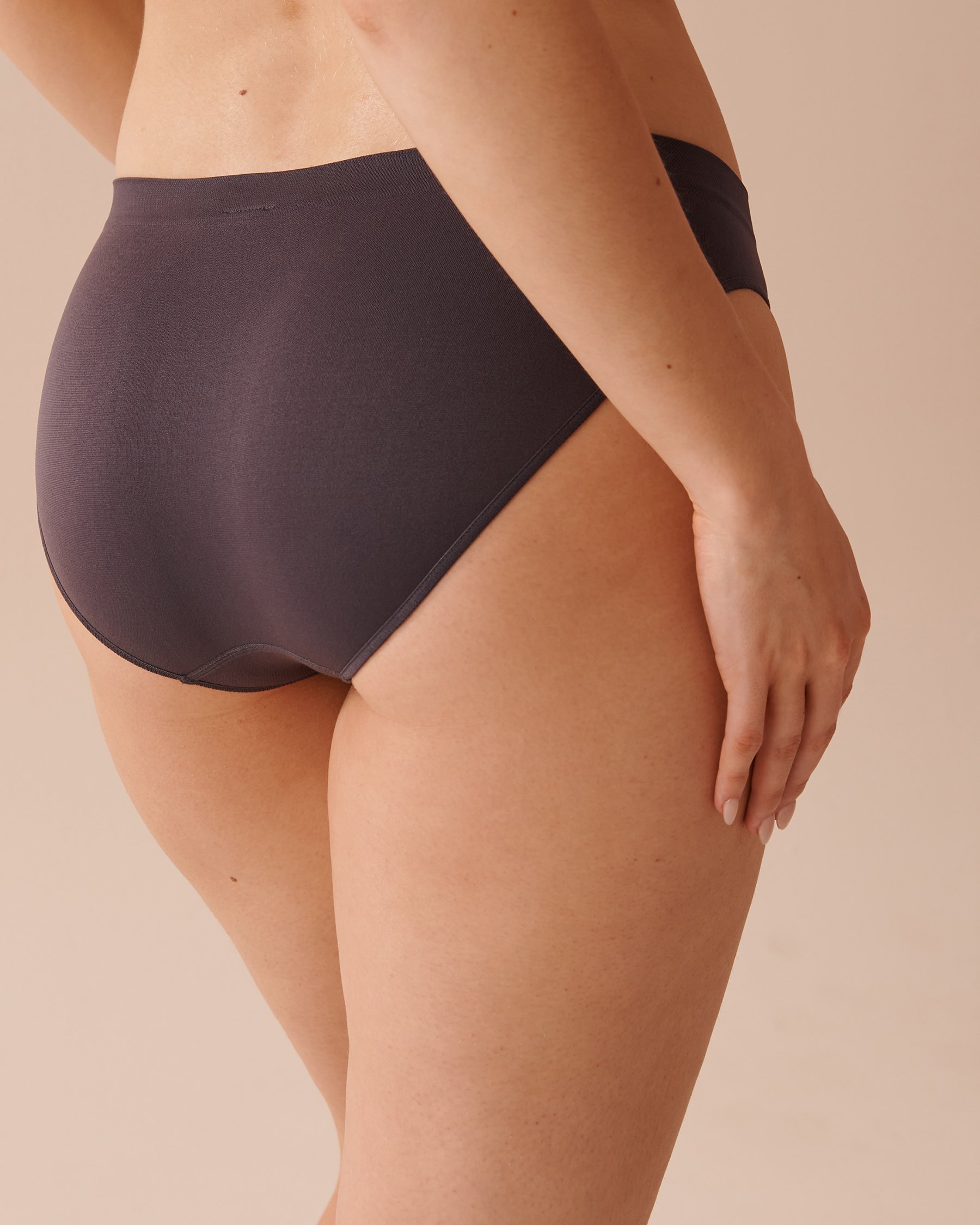 LA VIE EN ROSE Culotte bikini tissu sans coutures Anthracite 20200509 - View2