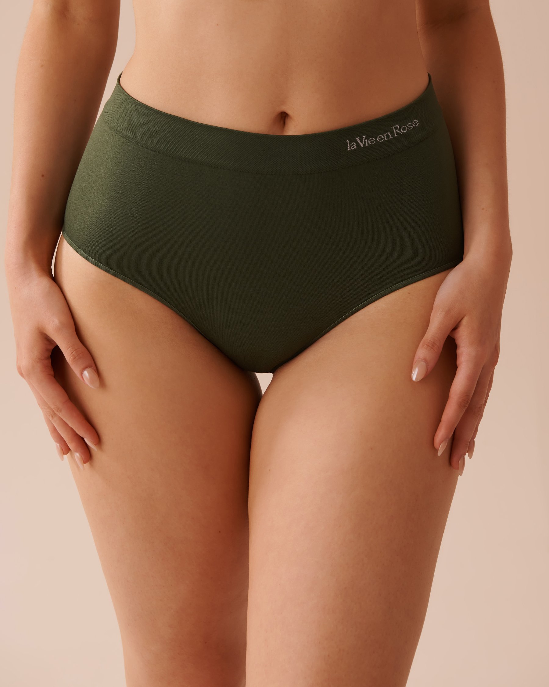 LA VIE EN ROSE Seamless Fabric High Waist Bikini Panty Thyme Green 20200511 - View1